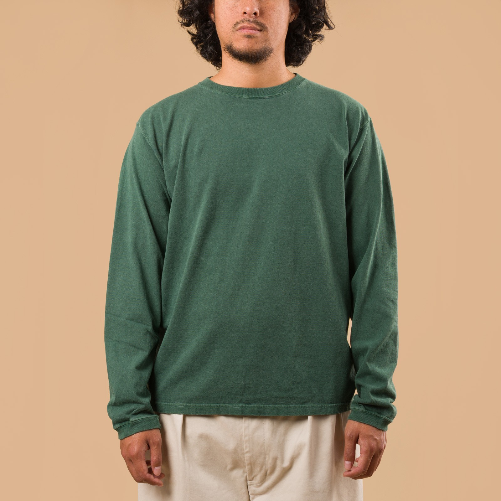GOOD ON flâneurs tee-shirt manches longues LS Crew Tee p-dark green de face