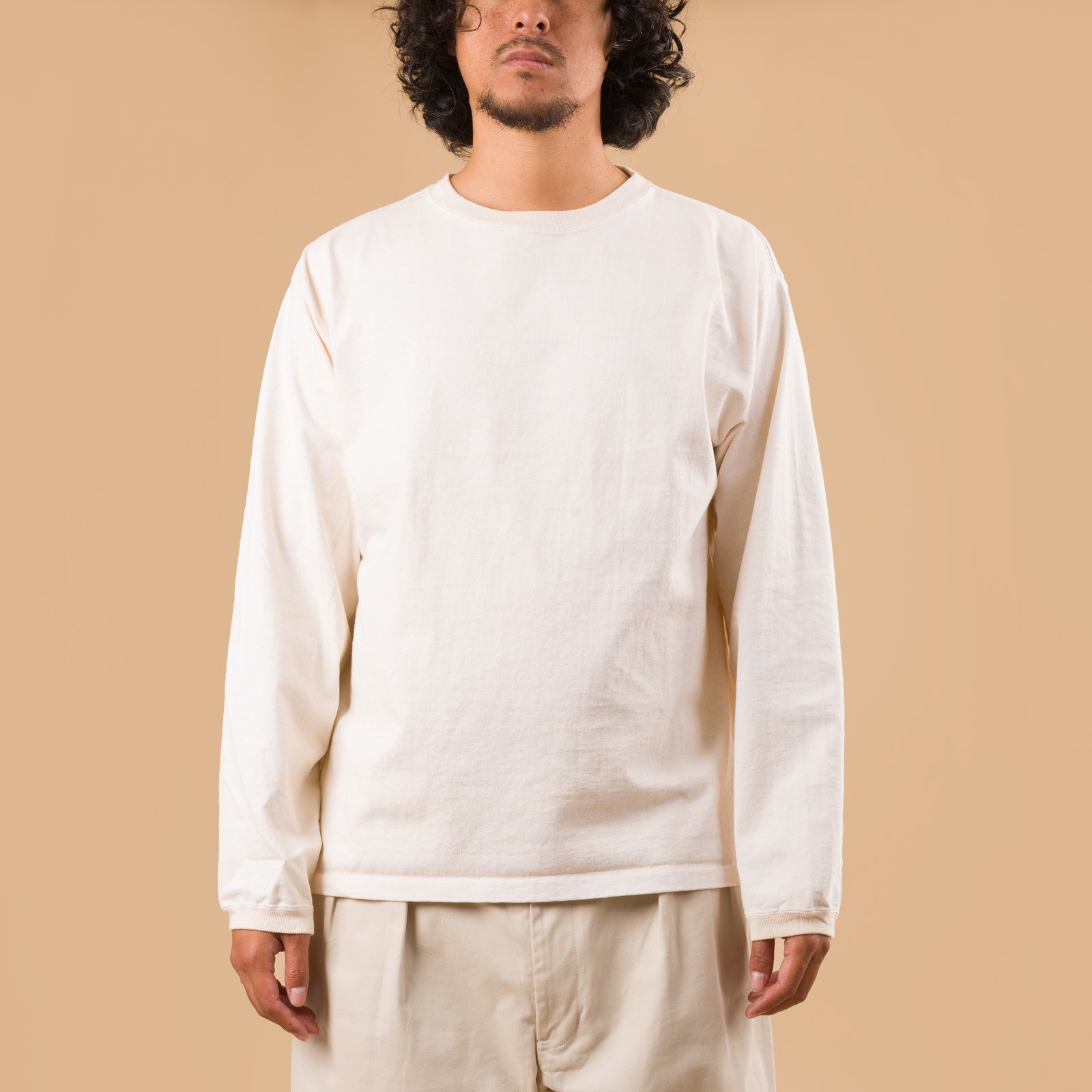 image flâneurs GOOD ON LS Heavy Crew Tee P-Natural de face
