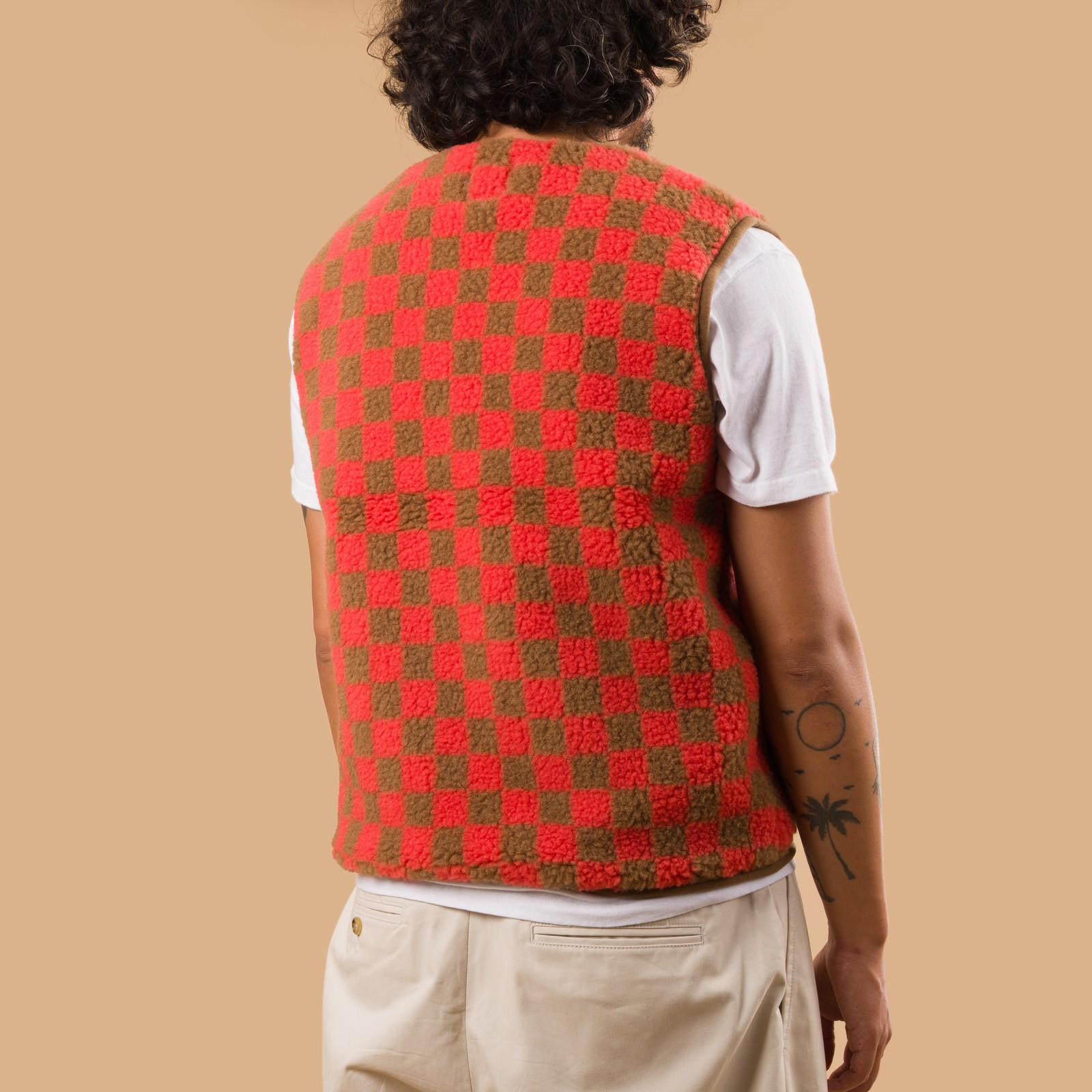 image flaneurs lining Coldbreaker laine Pepitco Vest Ultralight coral camello de dos
