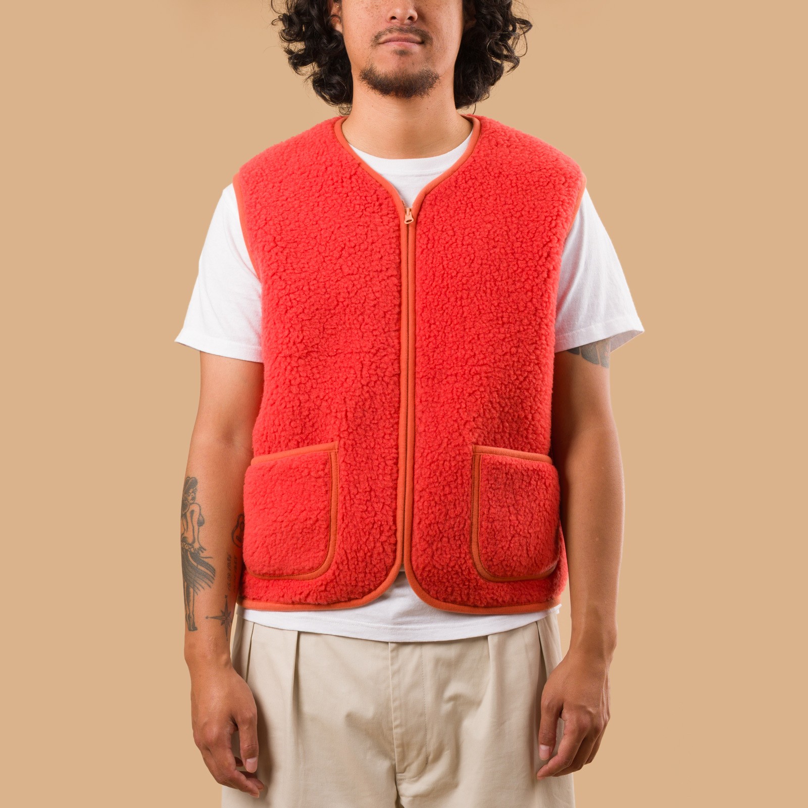image flaneurs lining Coldbreaker laine Pepitco Vest Ultralight coral de face