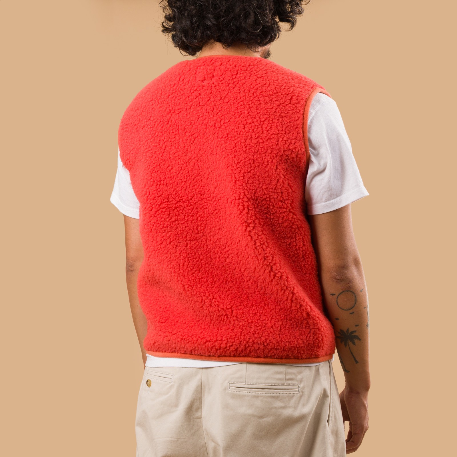 image flaneurs lining Coldbreaker laine Pepitco Vest Ultralight coral de dos