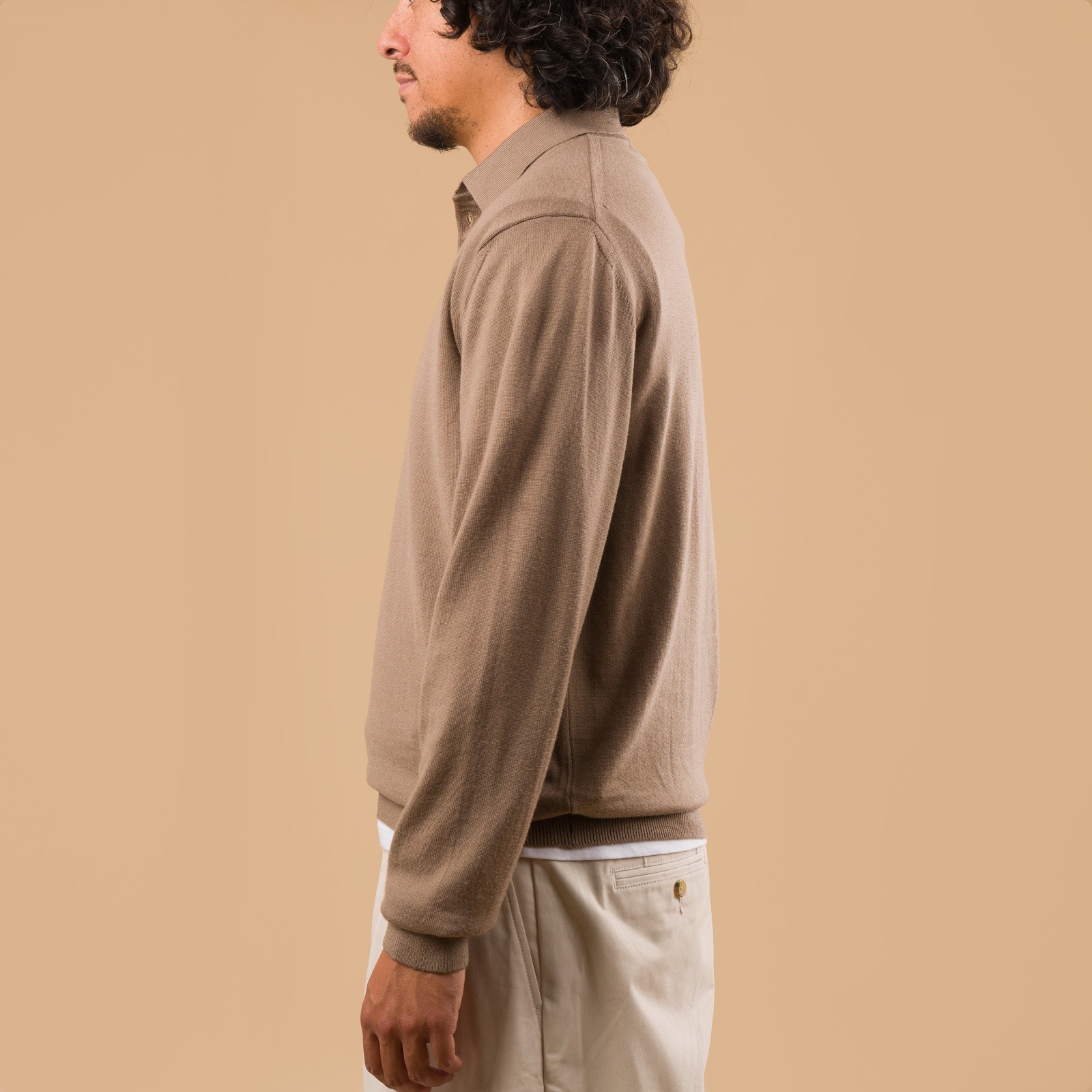 image flâneursMOONCASTLE 12G Wool Polo Neck beige profil