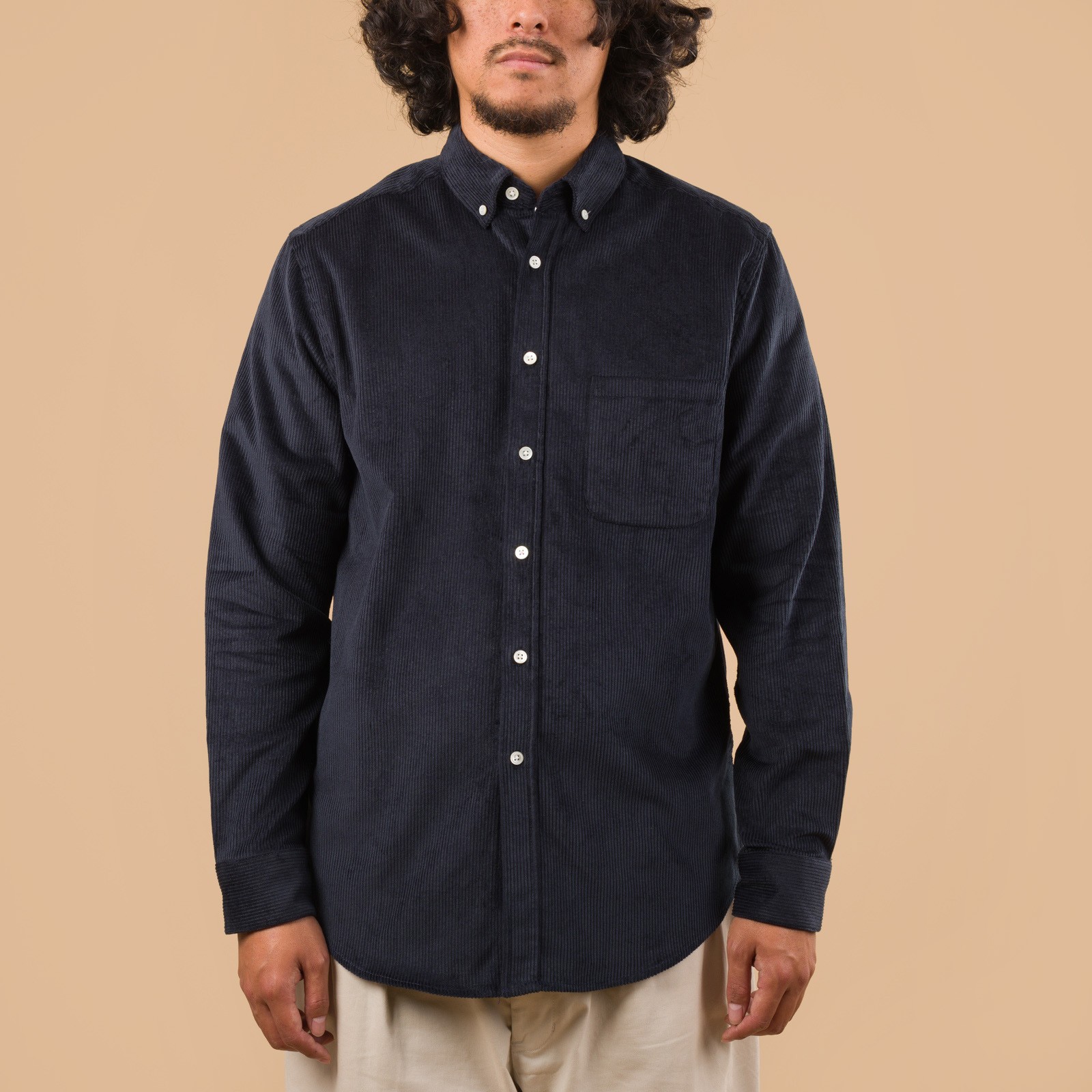 PORTUGUESE FLANNEL flâneurs chemise velours Lobo navy de face