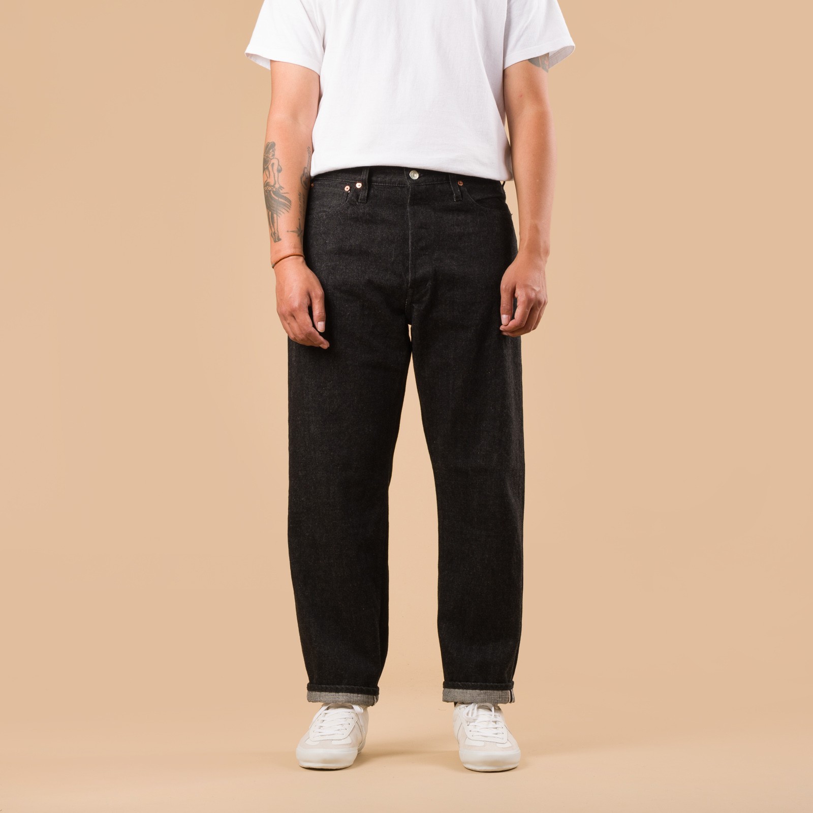 image flâneurs FOB FACTORY F153 5P Tapered black Selvedge Denim de face