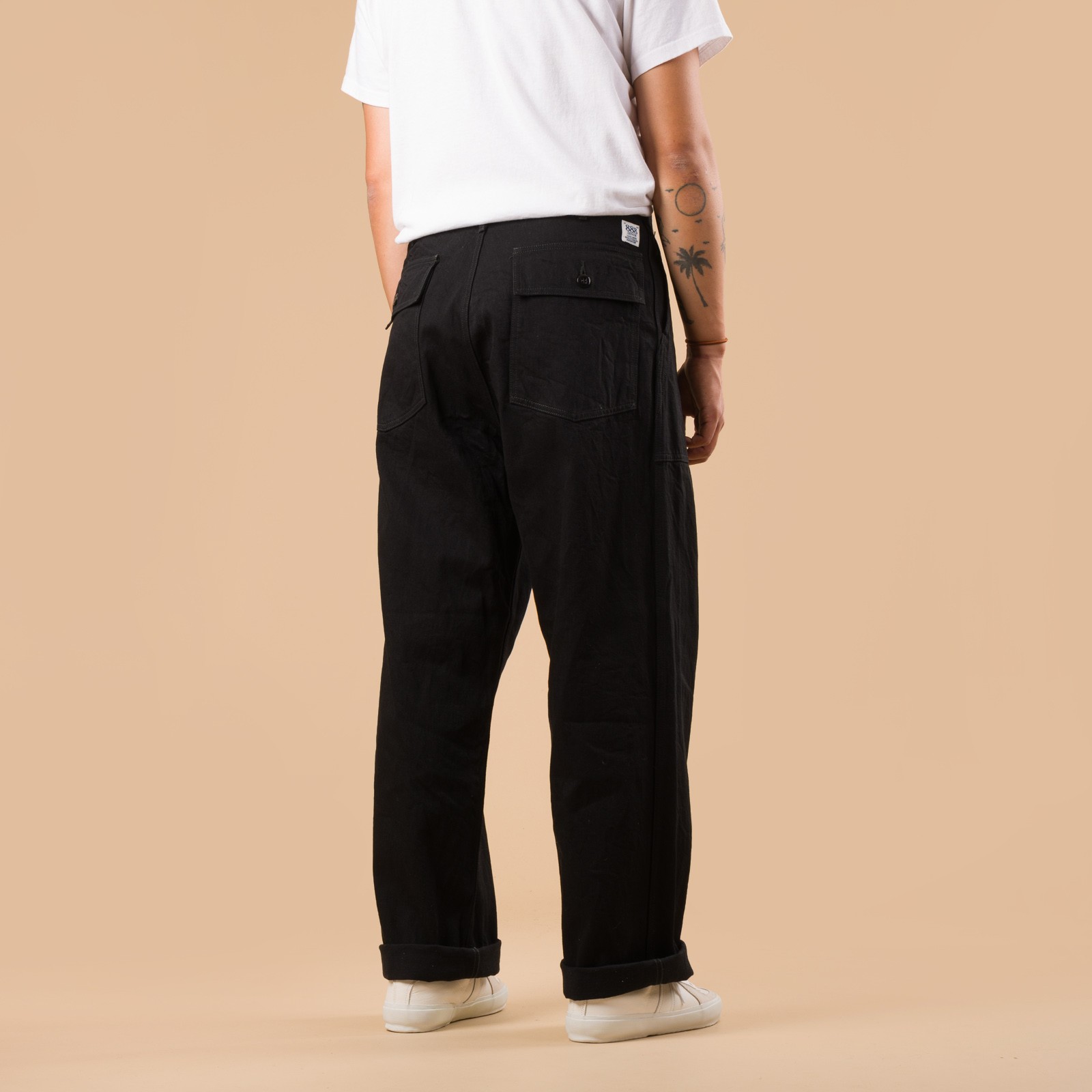 image flâneurs FOB FACTORY F0541 888 Denim Baker Pants Black de dos