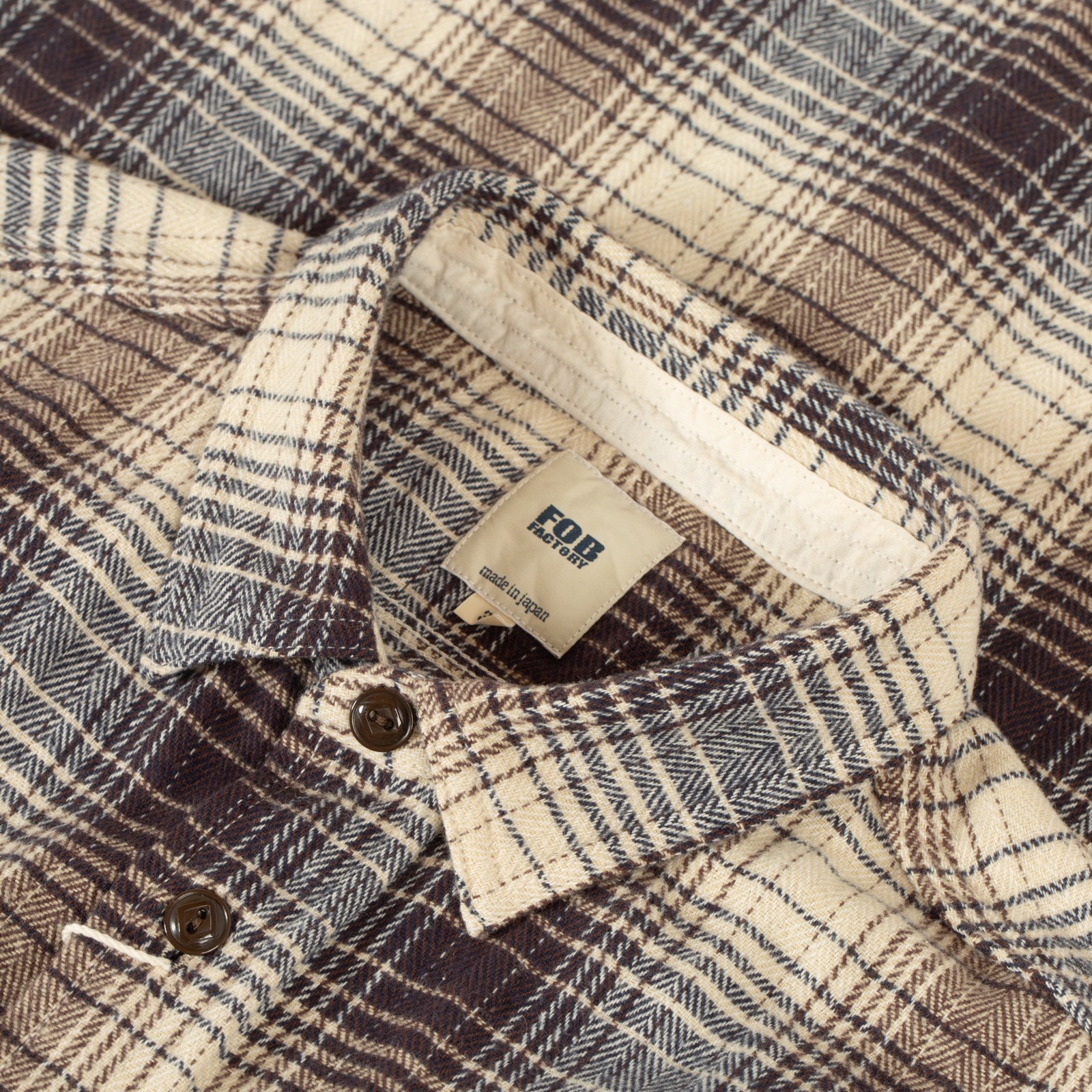 Image-Flâneurs_FOB FACTORY / F3510 Heavy Nel Work Shirt Navy_Detail