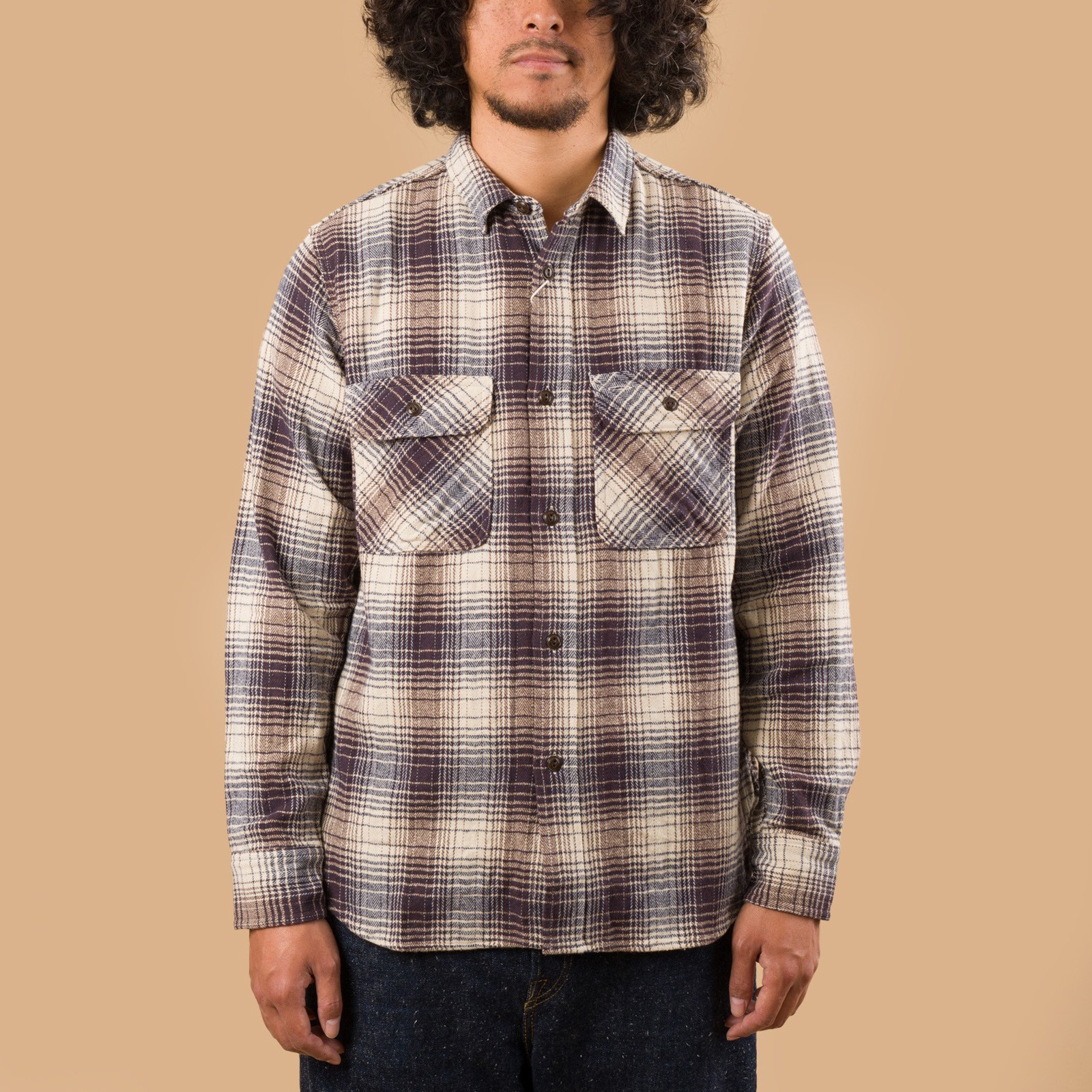 Image-Flâneurs_FOB FACTORY / F3510 Heavy Nel Work Shirt Navy