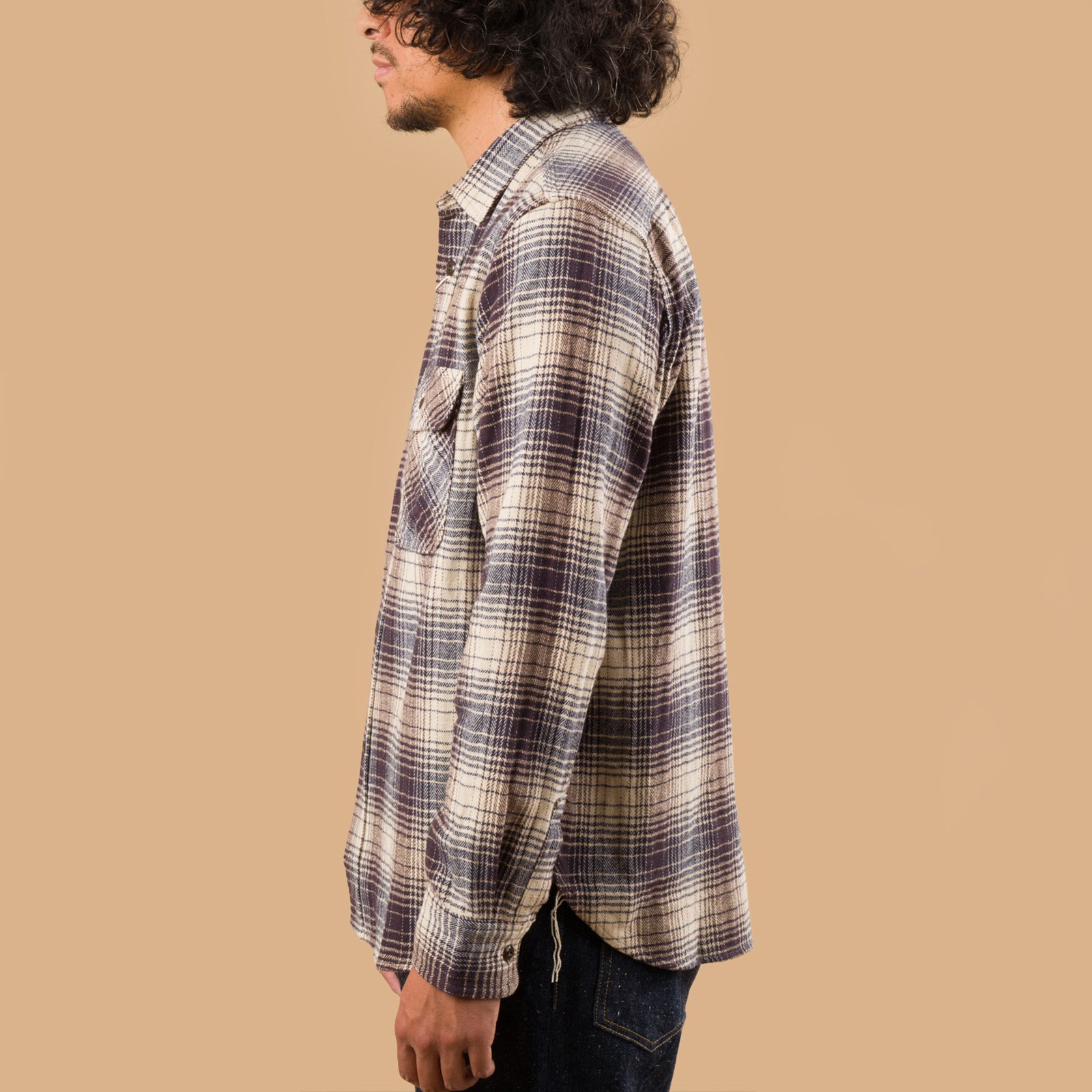 Image-Flâneurs_FOB FACTORY / F3510 Heavy Nel Work Shirt Navy