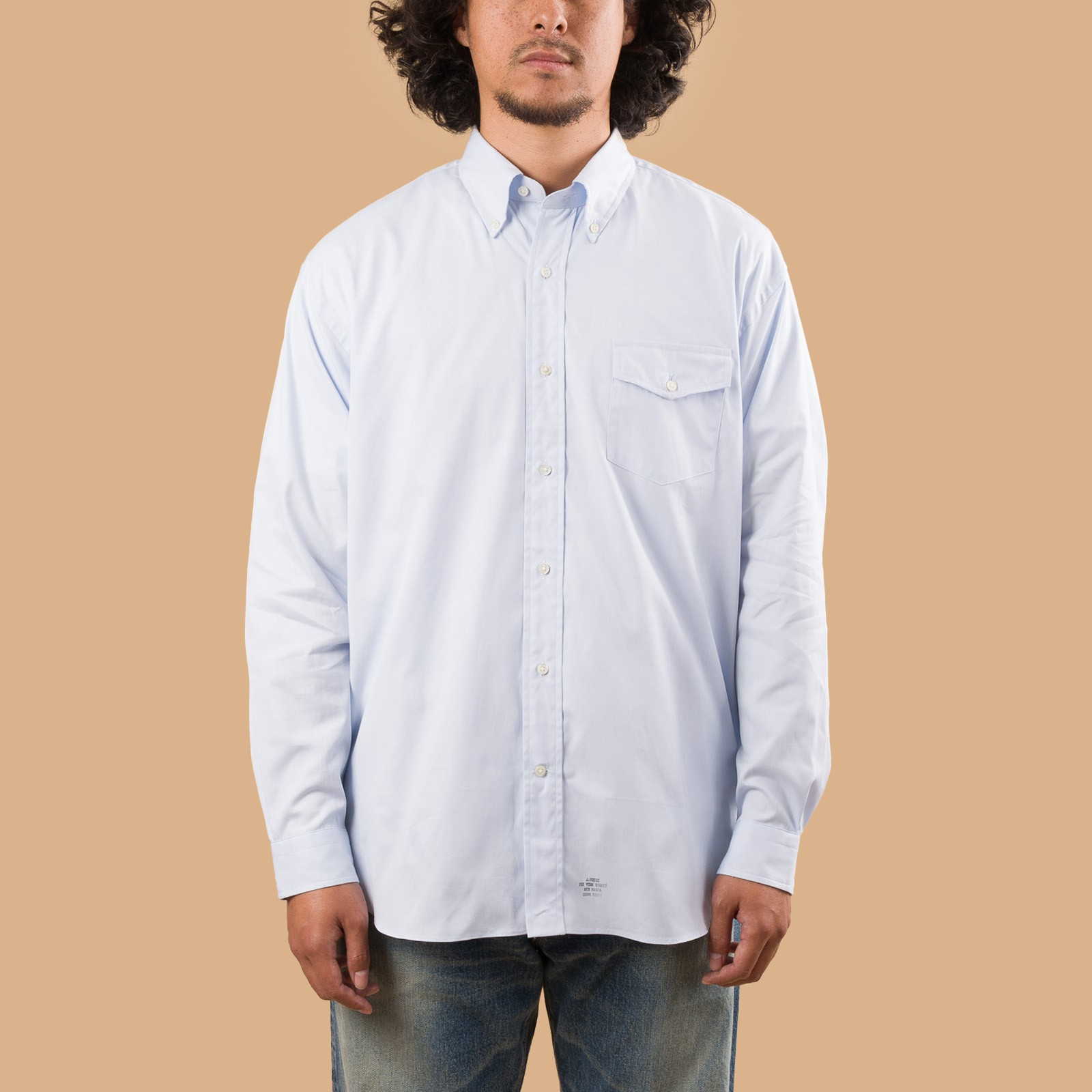 Image-Flâneurs_J. PRESS / Baggy Fit B.D. Pin Oxford Sax Blue_de-face