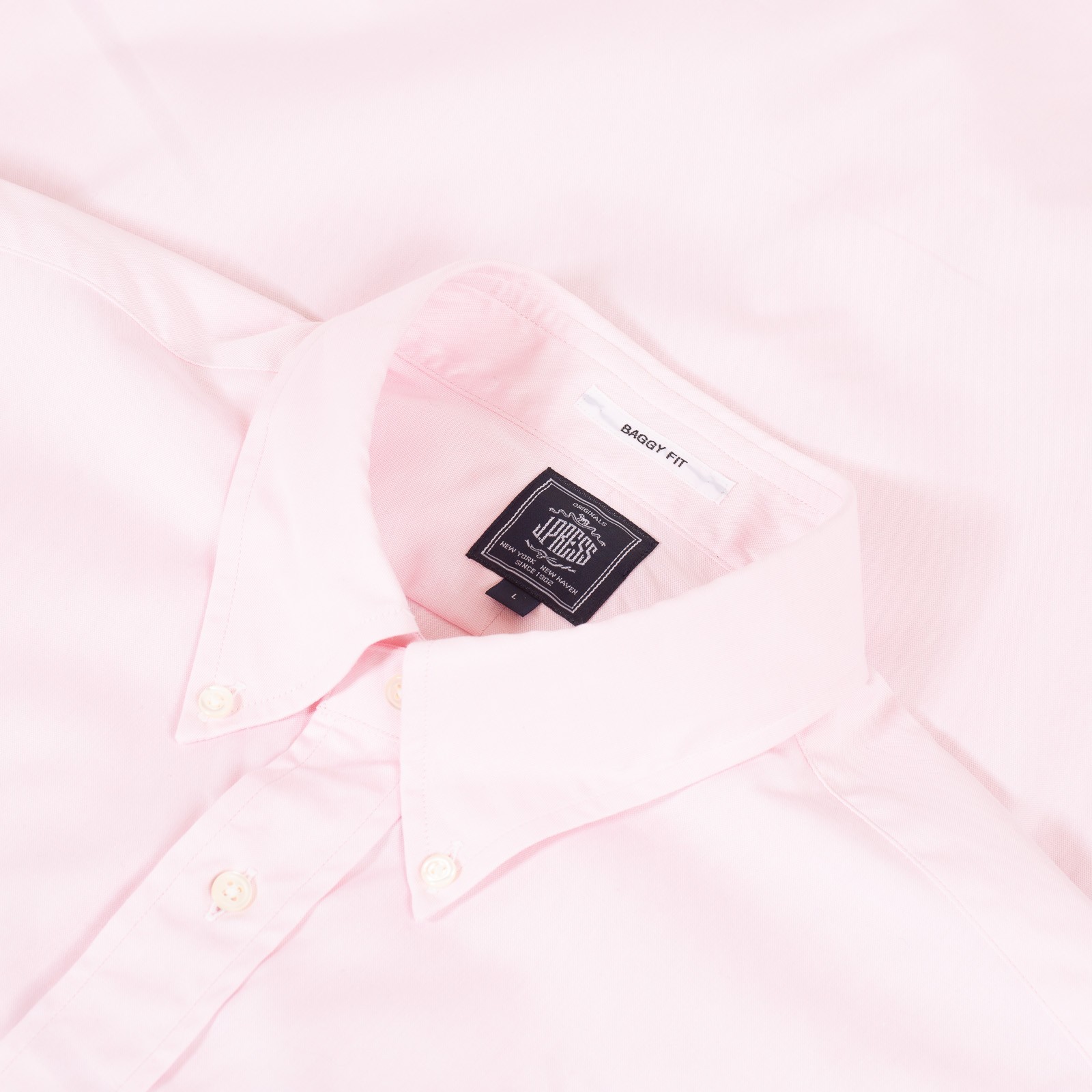 Image-Flâneurs_J. PRESS / Baggy Fit B.D. Pin Oxford Pink_Détail-1