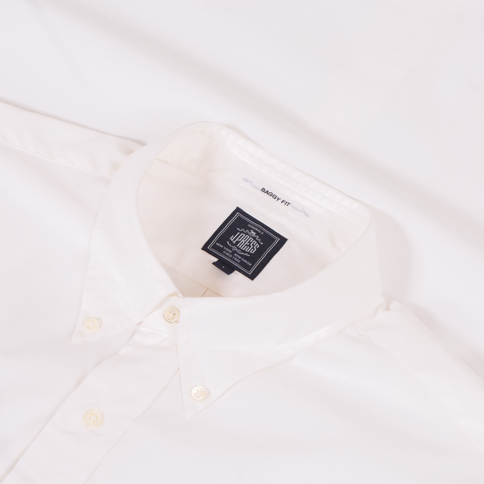 Image-Flâneurs_J. PRESS / Baggy Fit B.D. Pin Oxford White_Détail-1