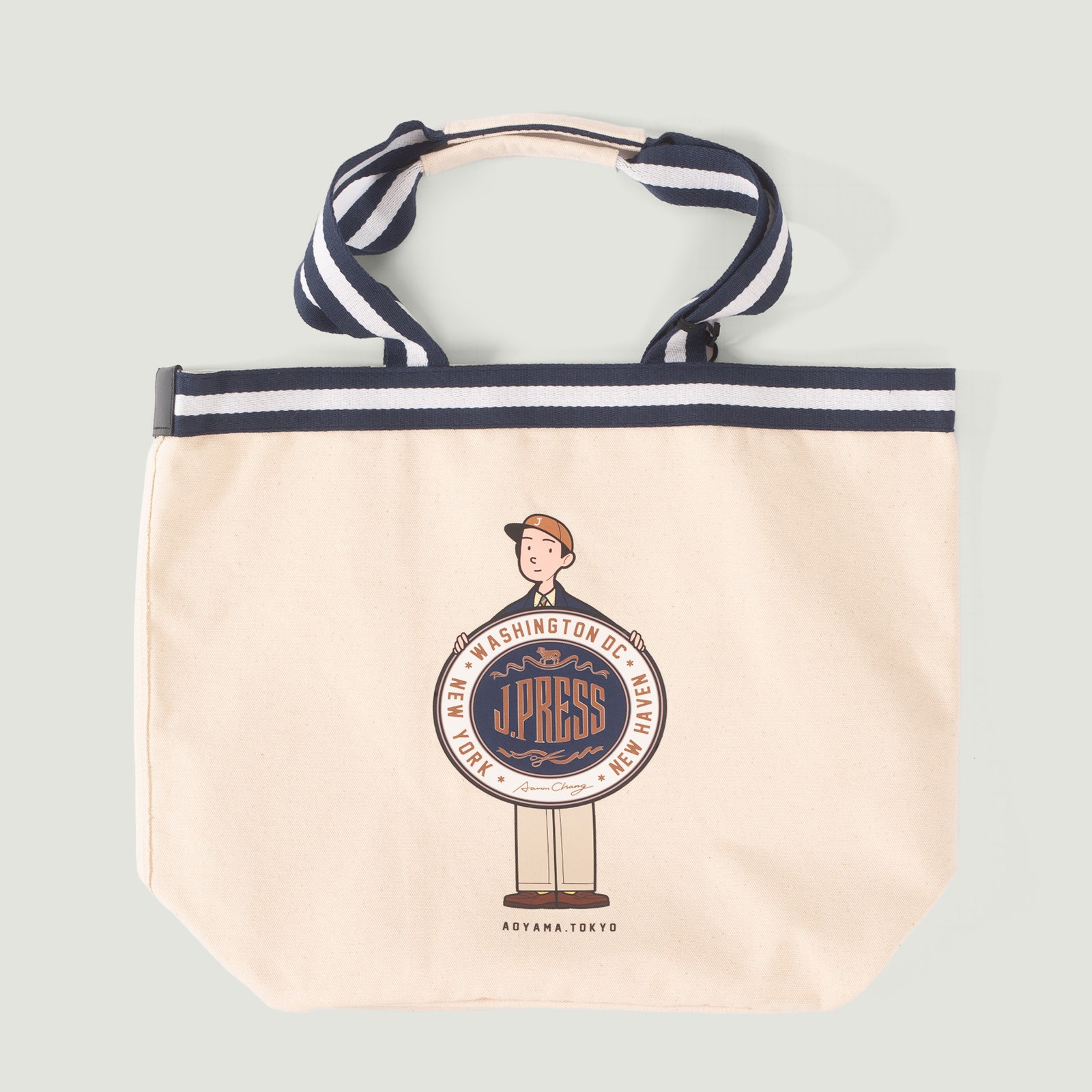 Image-Flâneurs_J. PRESS / Cotton Canvas Aaron Chang Tote White_Vignette