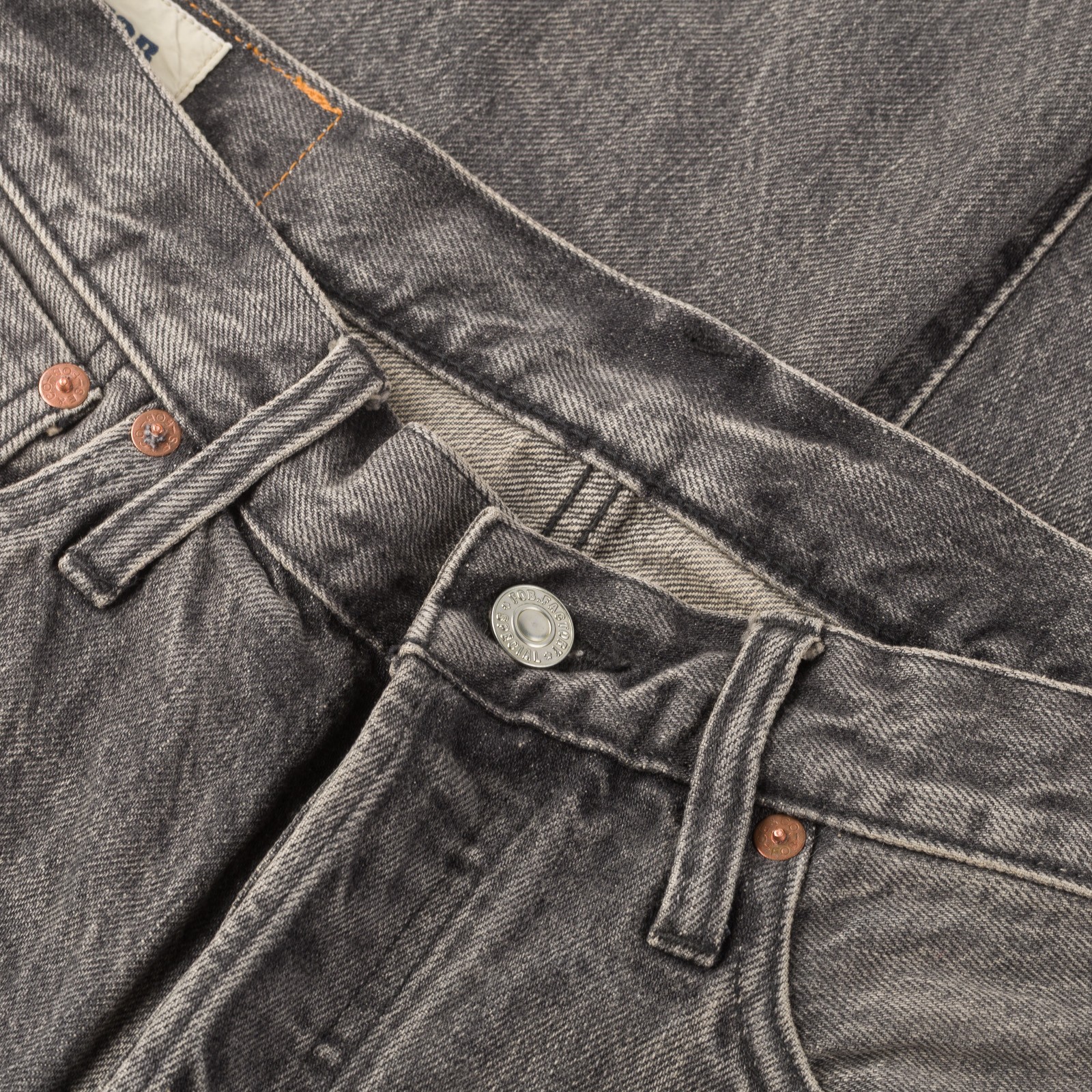 F153 5P Tapered Black Used Wash Selvedge Denim