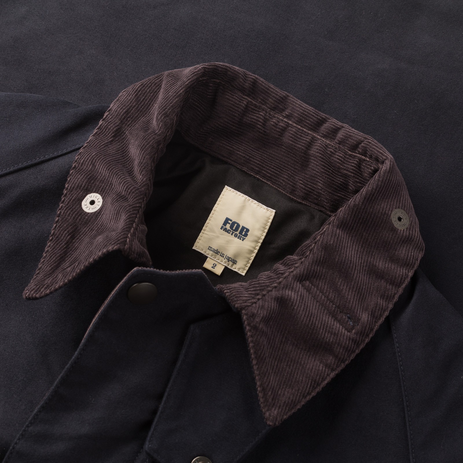 Image-Flâneurs_FOB FACTORY / F2361 Heavy Moleskin Riding Jacket Navy_Detail-1