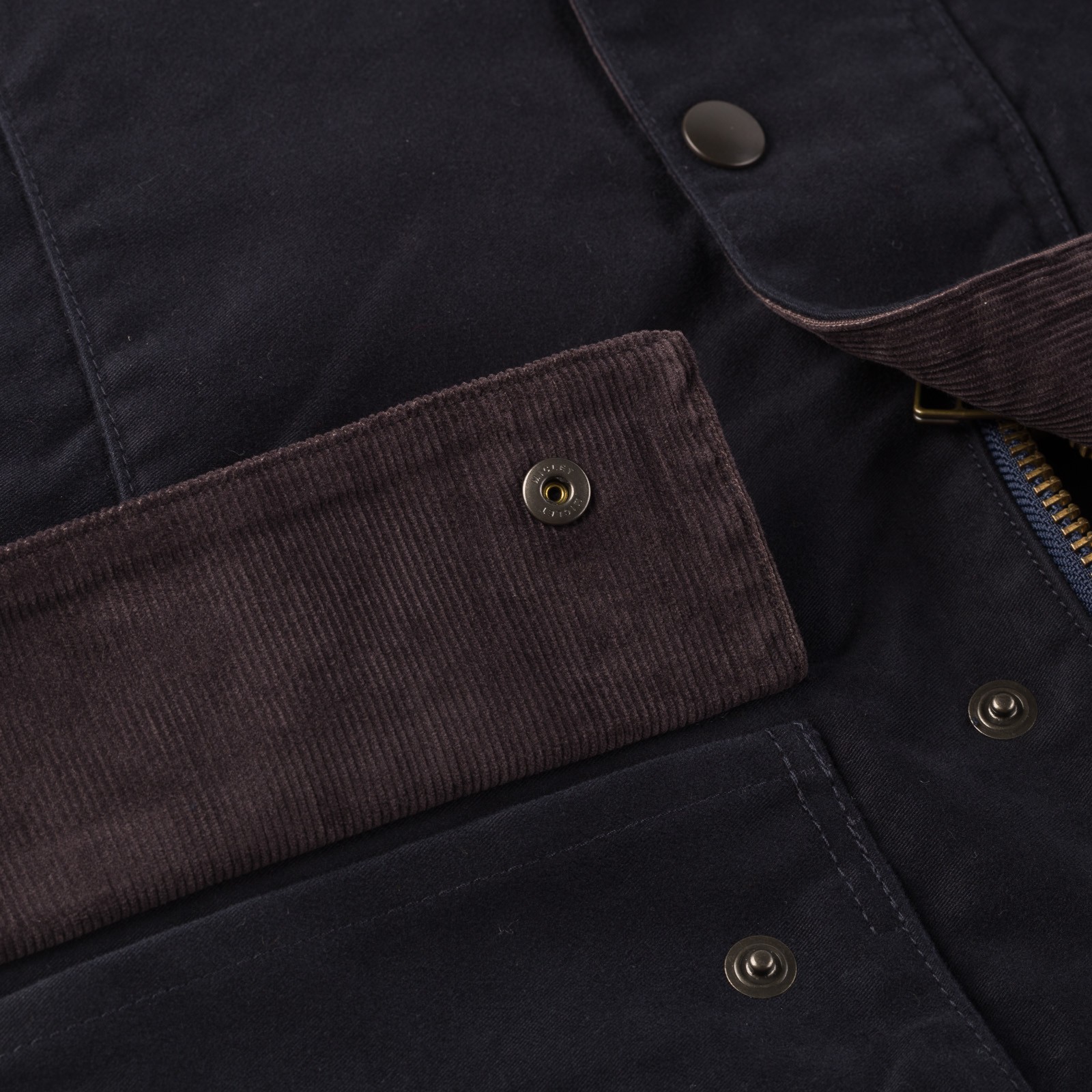 Image-Flâneurs_FOB FACTORY / F2361 Heavy Moleskin Riding Jacket Navy_Detail-4