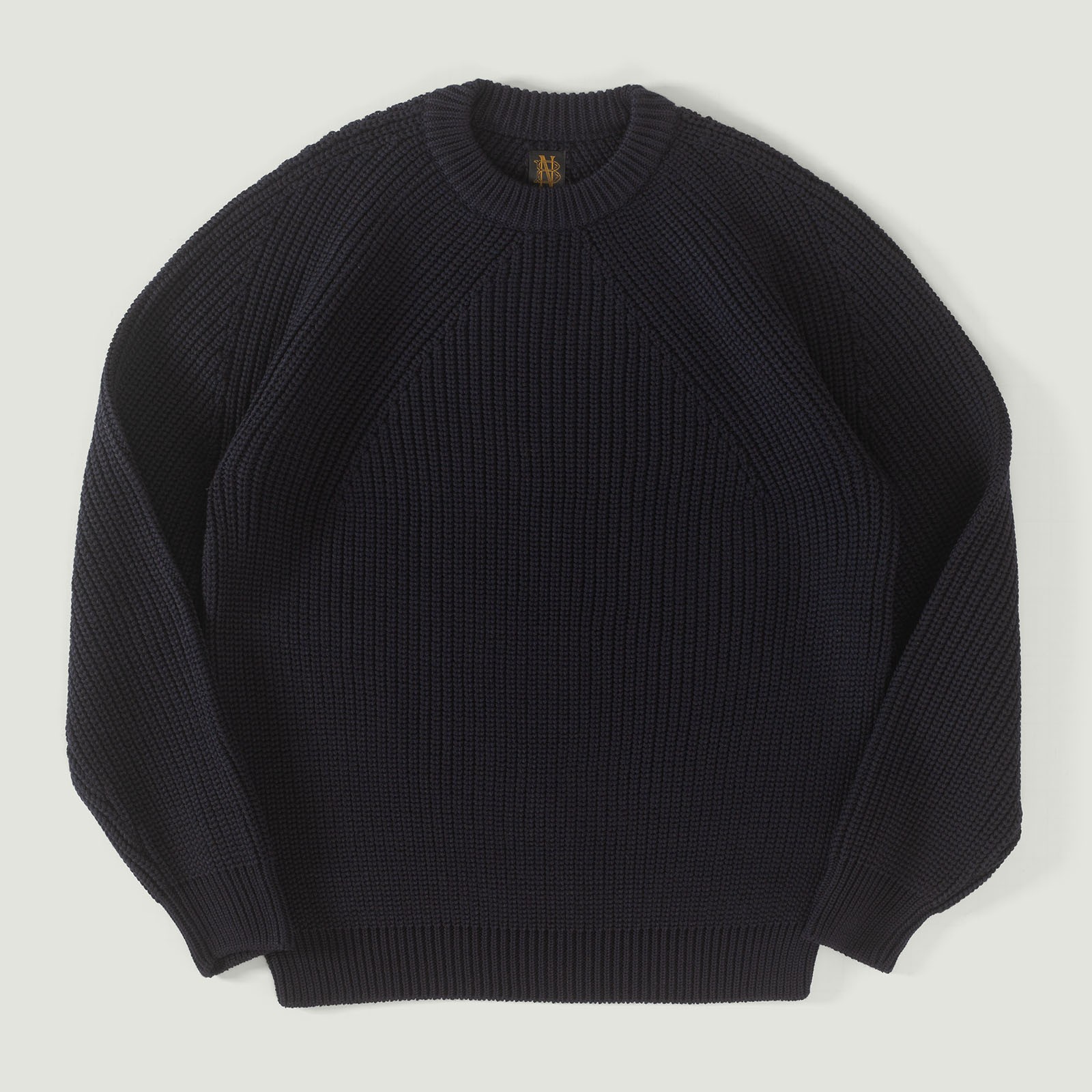 Vignettes flaneurs pull laine épais BATONER Signature Crew Neck navy