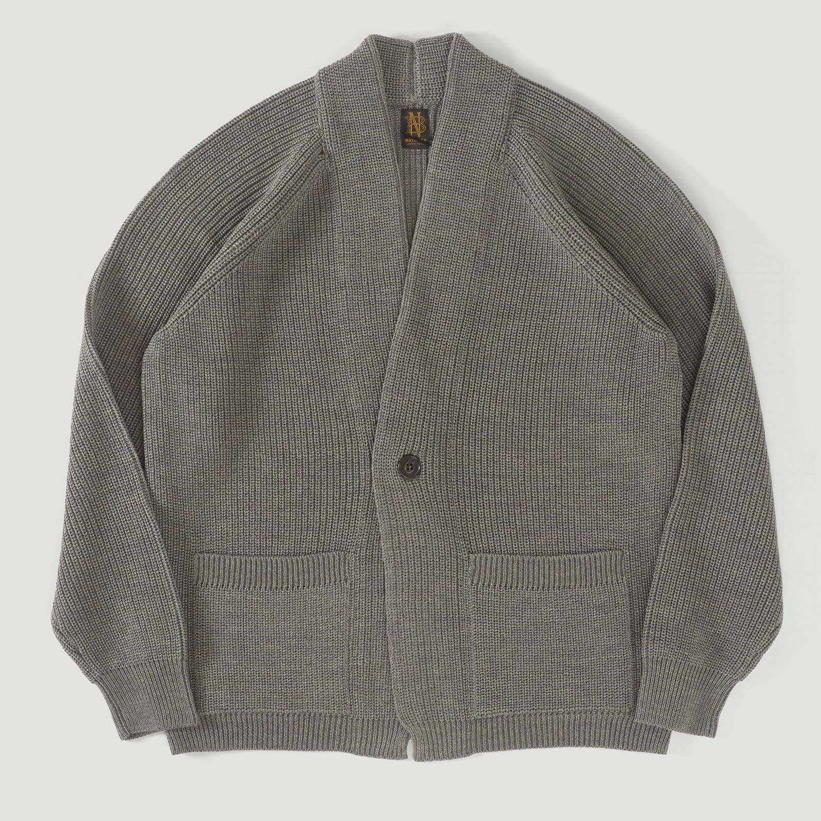 Vignettes flaneurs gilet laine épais BATONER Waso 1 Button Cardigan Melange Gray