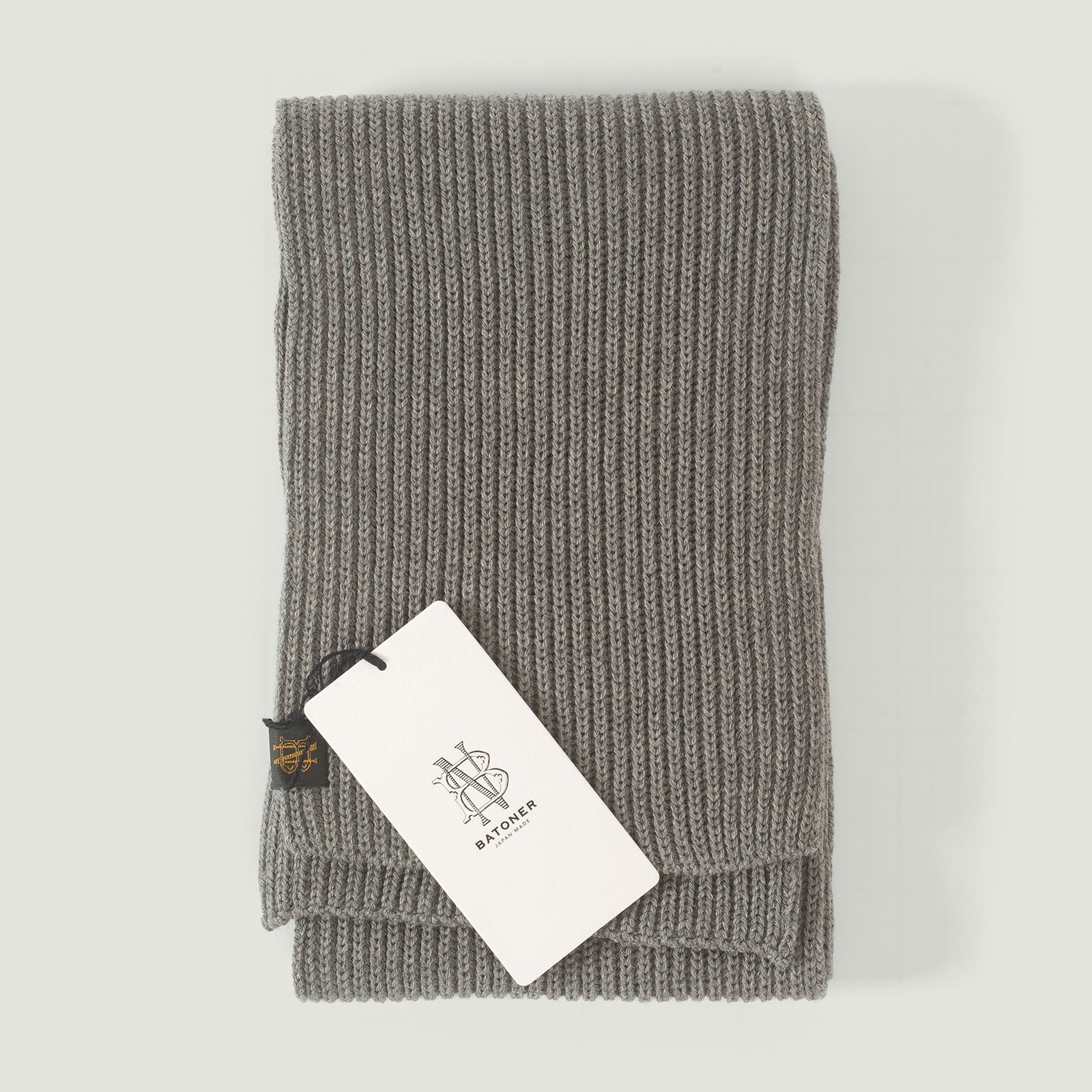 Vignettes flaneurs écharpe laine épaisse BATONER Solid Wool Rib Muffler Melange Gray