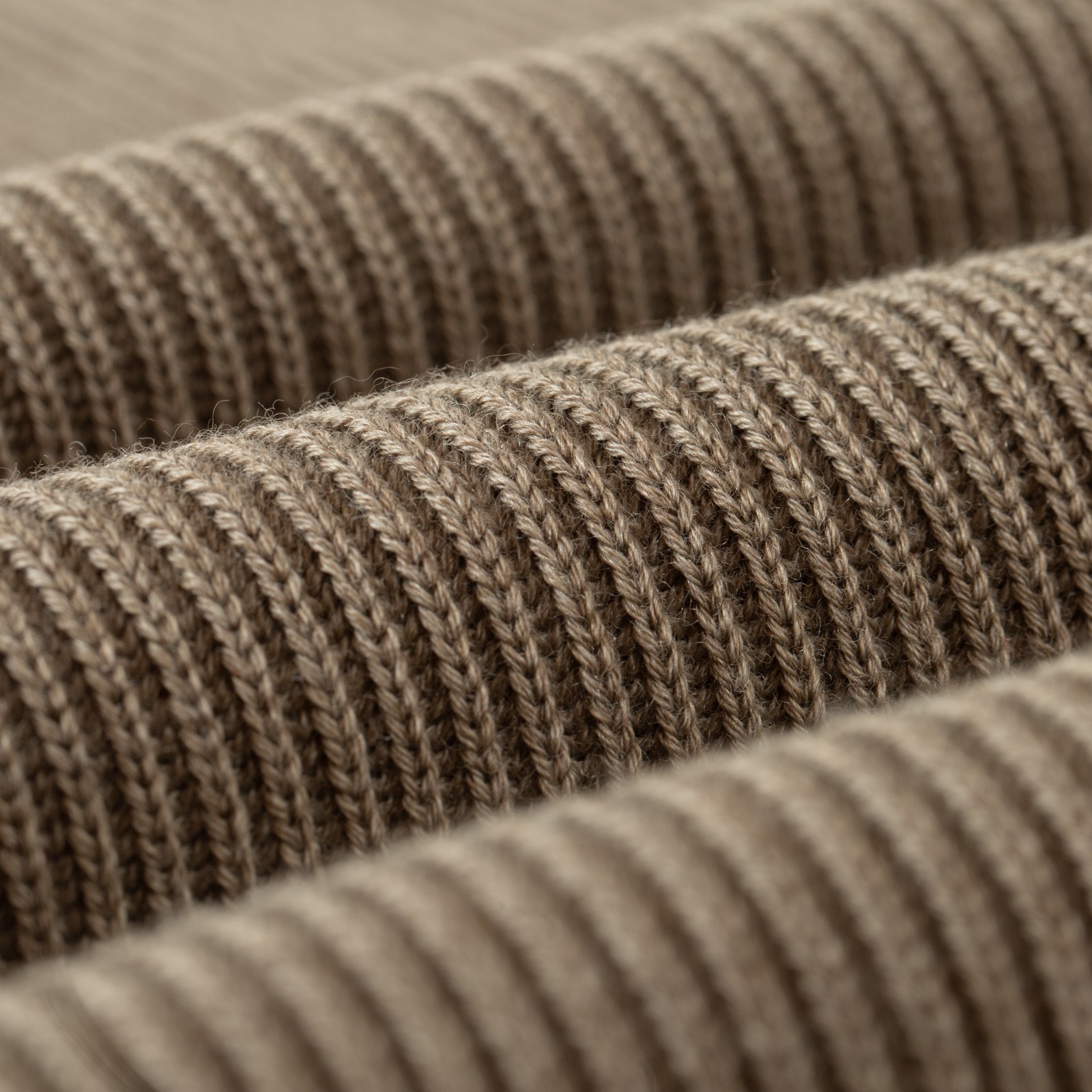 Solid Wool Rib Crew Neck Melange Brown