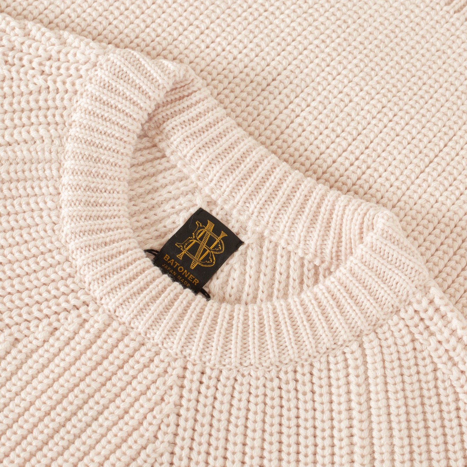 image flaneurs pull épais Batoner signature crew neck ivory