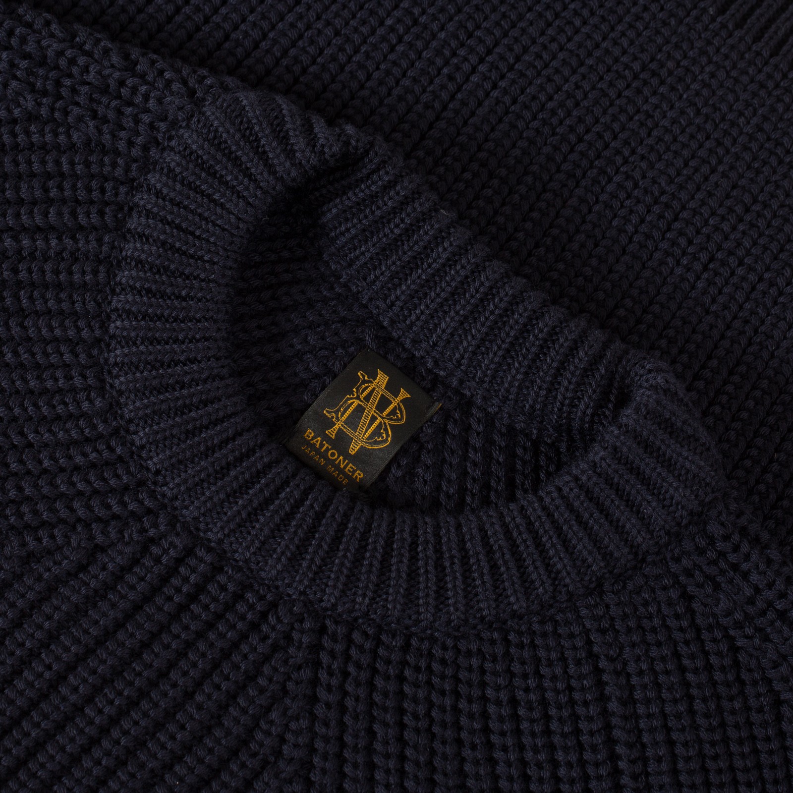 image flaneurs pull épais Batoner signature crew neck navy