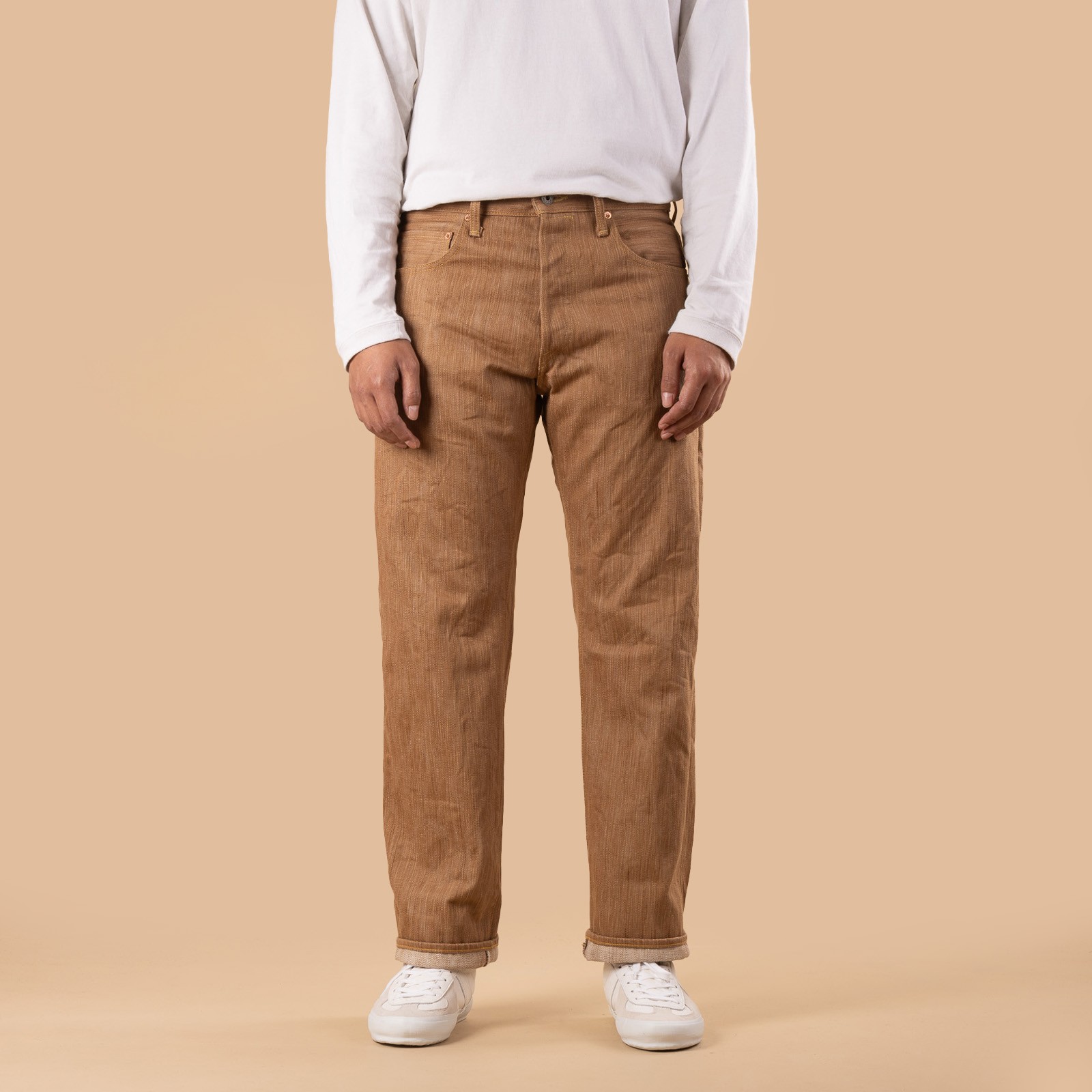 Image-Flâneurs_ONI DENIM / 275-KAKI Awa Kakishibu × Kinari 20oz Denim Regular Straight_de-face