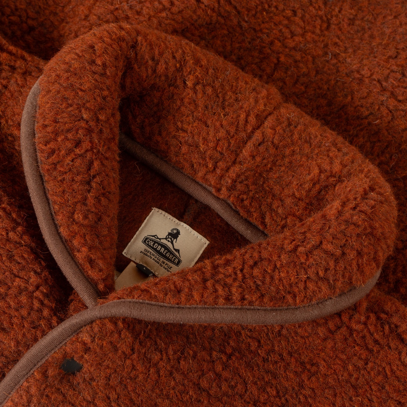 detail COLDBREAKER  Flâneurs Wool Pile Retro Jacket Cognac col