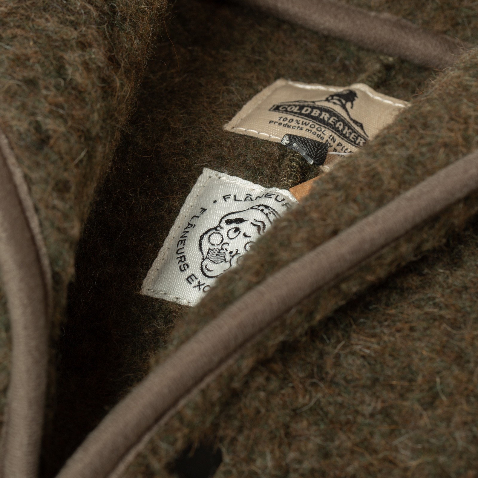 détail COLDBREAKER  Flâneurs Wool Pile Retro Jacket Khaki tag