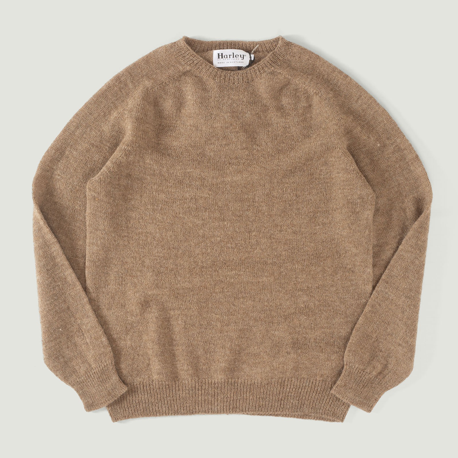 Vignette flâneurs HARLEY OF SCOTLAND 1 Ply Voe True Shetland Crew Neck Fawn