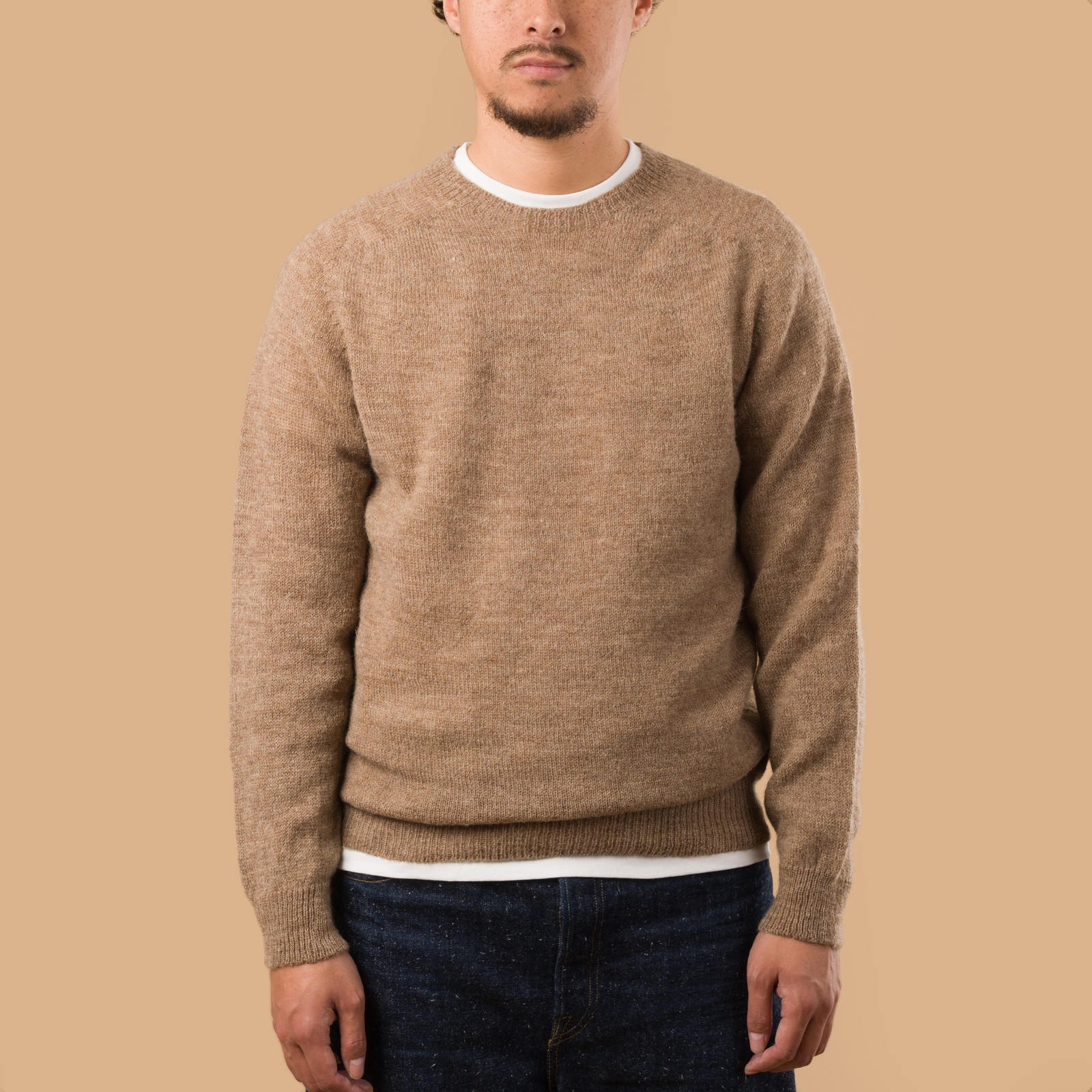 image flâneurs pull HARLEY OF SCOTLAND 1 Ply Voe True Shetland Crew Neck de face