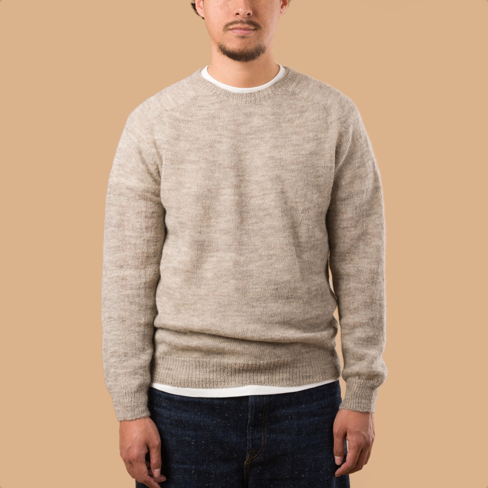 image flâneurs HARLEY OF SCOTLAND 1 Ply Voe True Shetland Crew Neck silver de face