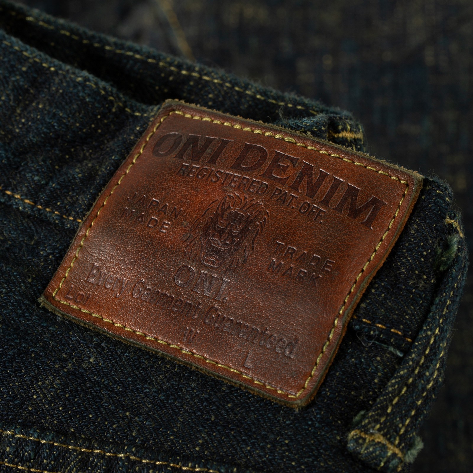 images flâneurs ONI DENIM  277 17oz Just Right Straight Bumpy Denim kusaki leather patch