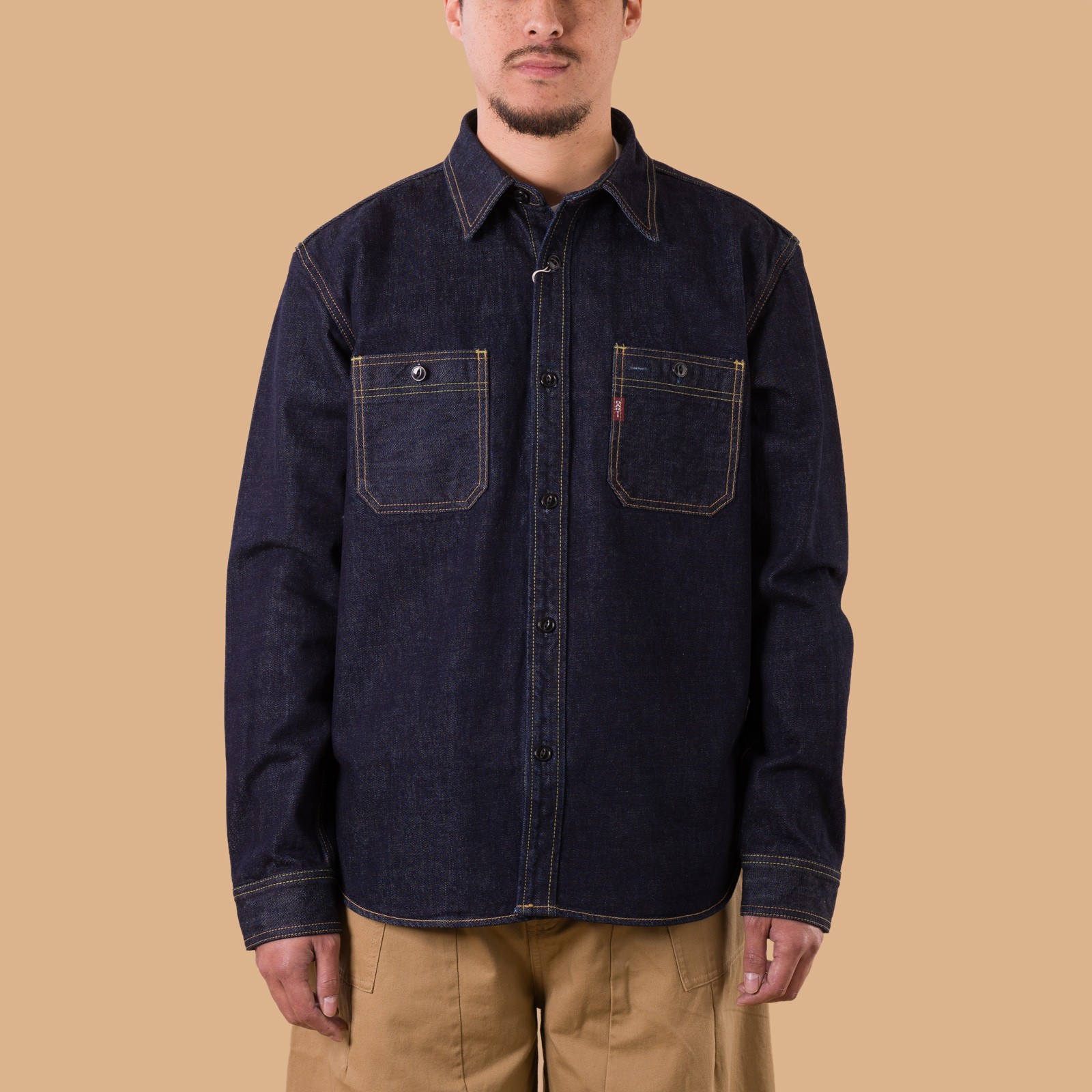 image flâneurs STUDIO D'ARTISAN  D5335 14oz Selvedge Denim Work Shirt de face (2)