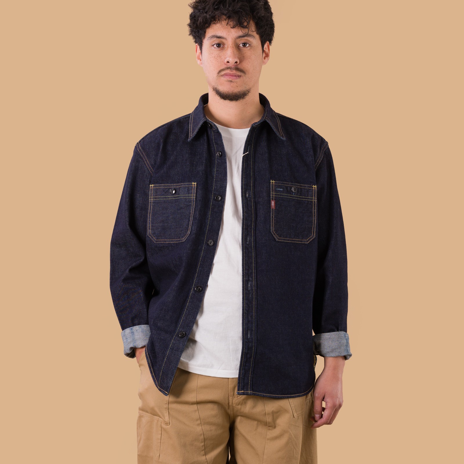 image flâneurs STUDIO D'ARTISAN  D5335 14oz Selvedge Denim Work Shirt