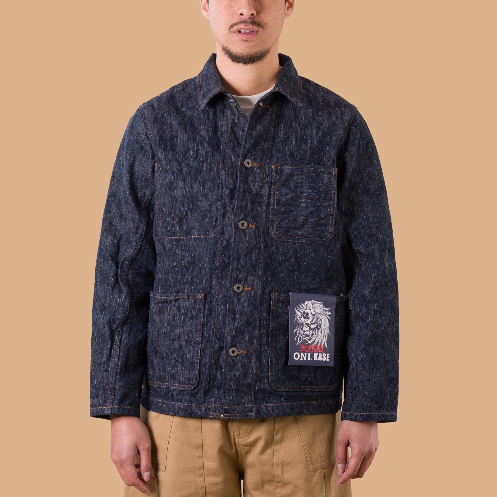 images flâneurs veste ONI DENIM  03502-KASE 16oz Natural Indigo Coverall Jacket de face (2)