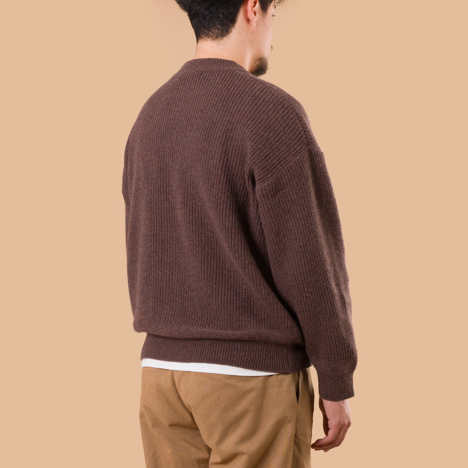 image flâneurs pull Frizmworks Wool Deck Zip Up Cardigan Choco Brown back