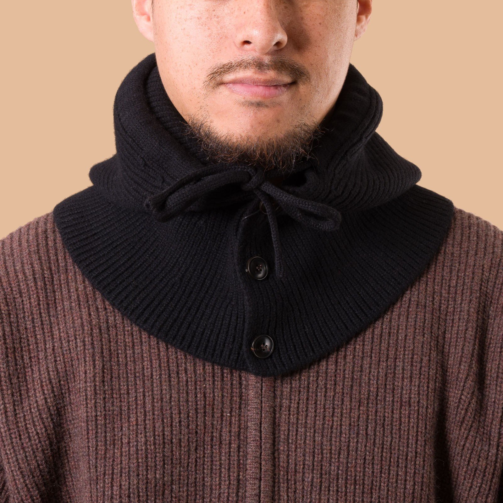 image flâneurs FRIZMWORKS  Merino Wool Knit Balaclava Black