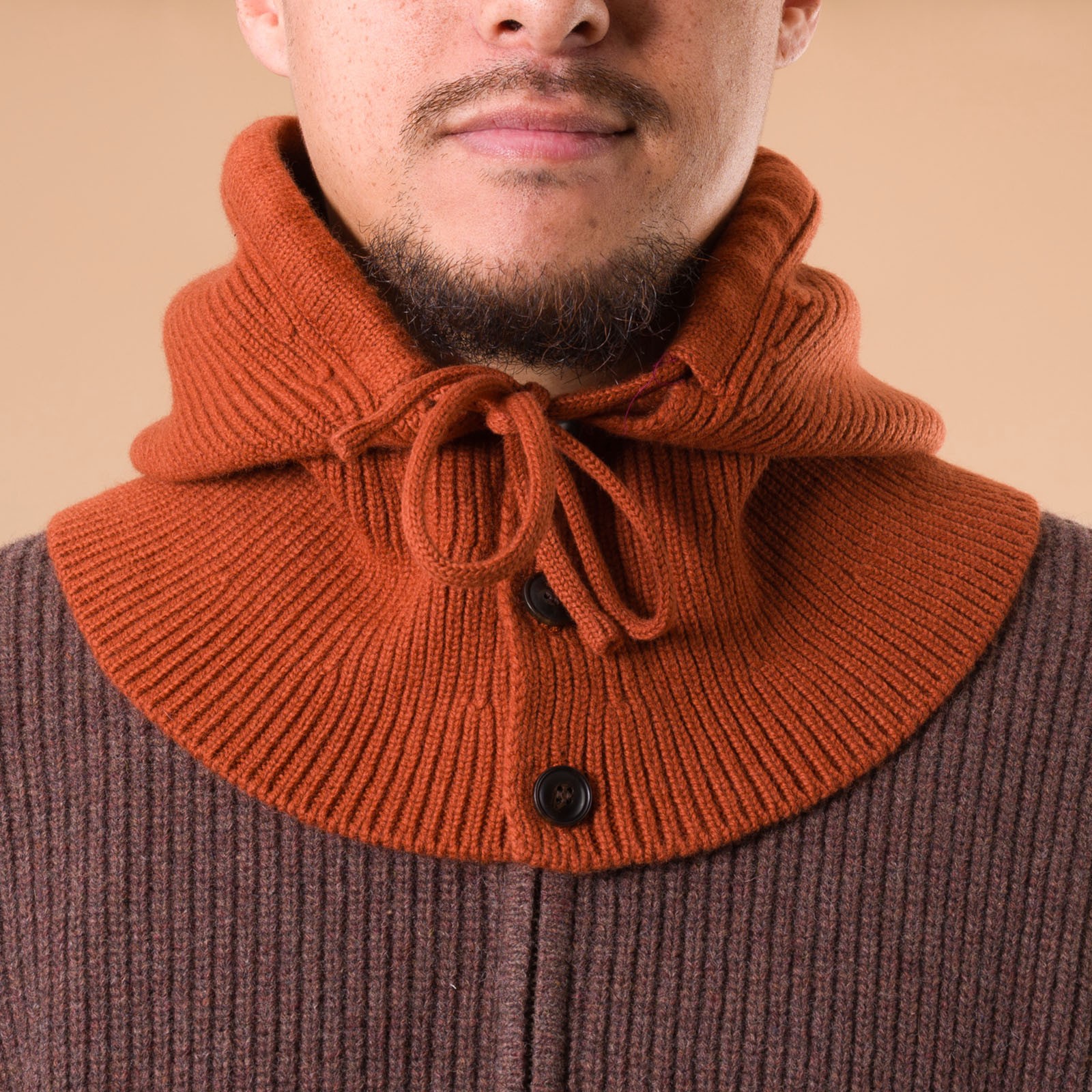 image flâneurs FRIZMWORKS  Merino Wool Knit Balaclava Brick