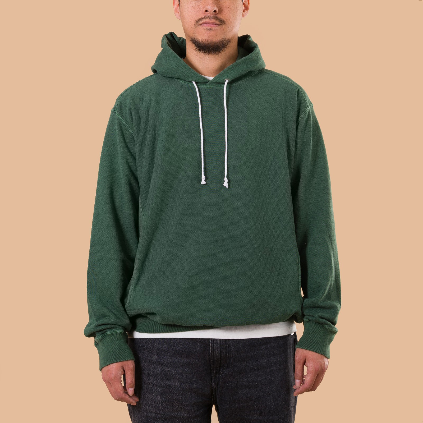 image flâneurs GOOD ON  Heavy Pullover Hood Sweat P-DK Green front