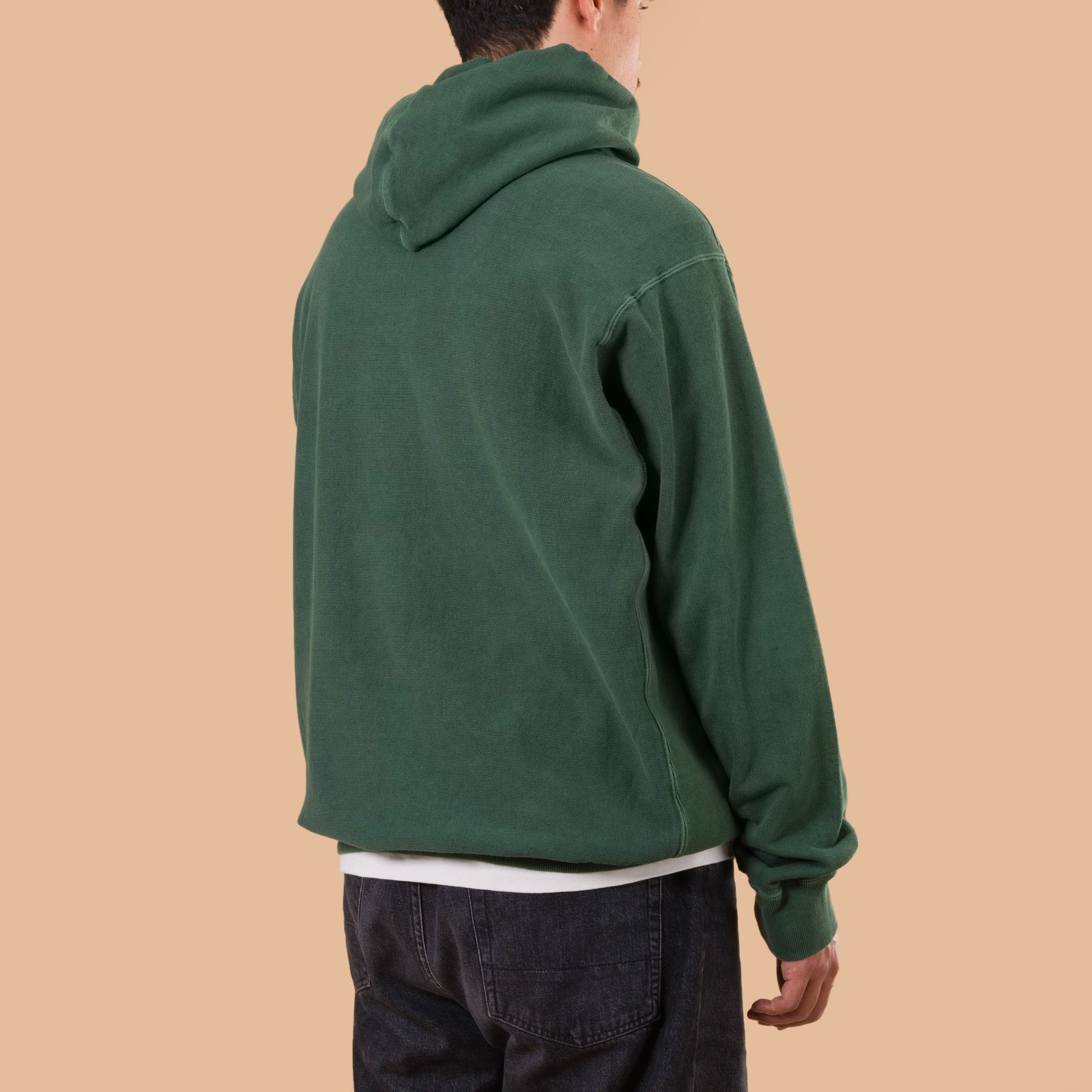 image flâneurs GOOD ON  Heavy Pullover Hood Sweat P-DK Green back