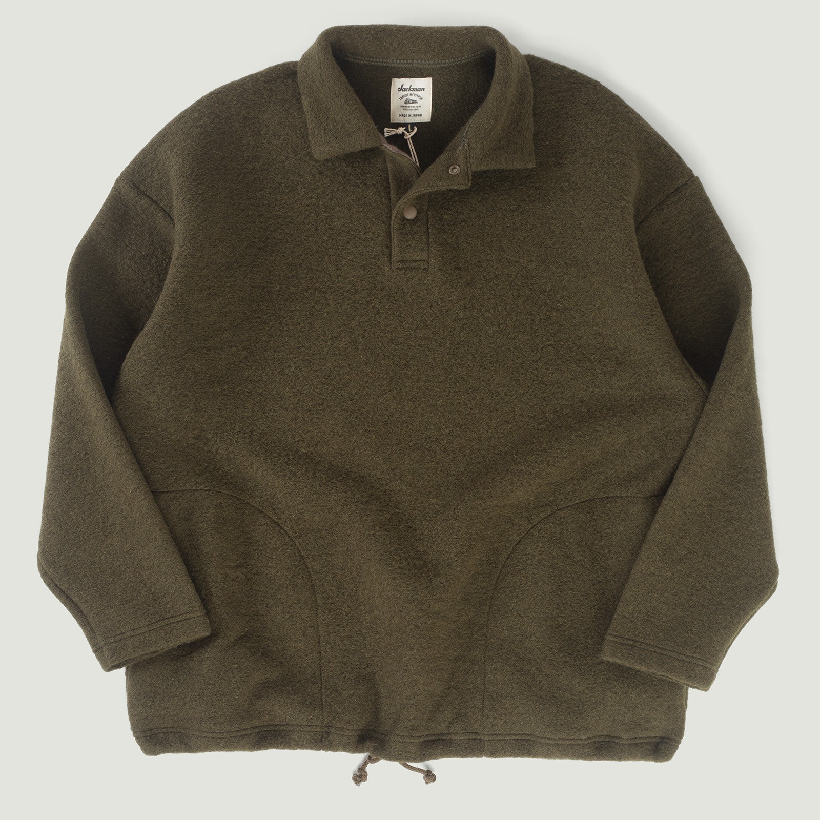 vignette flâneurs pull col polo Jackman Wool Himo Polo Olive