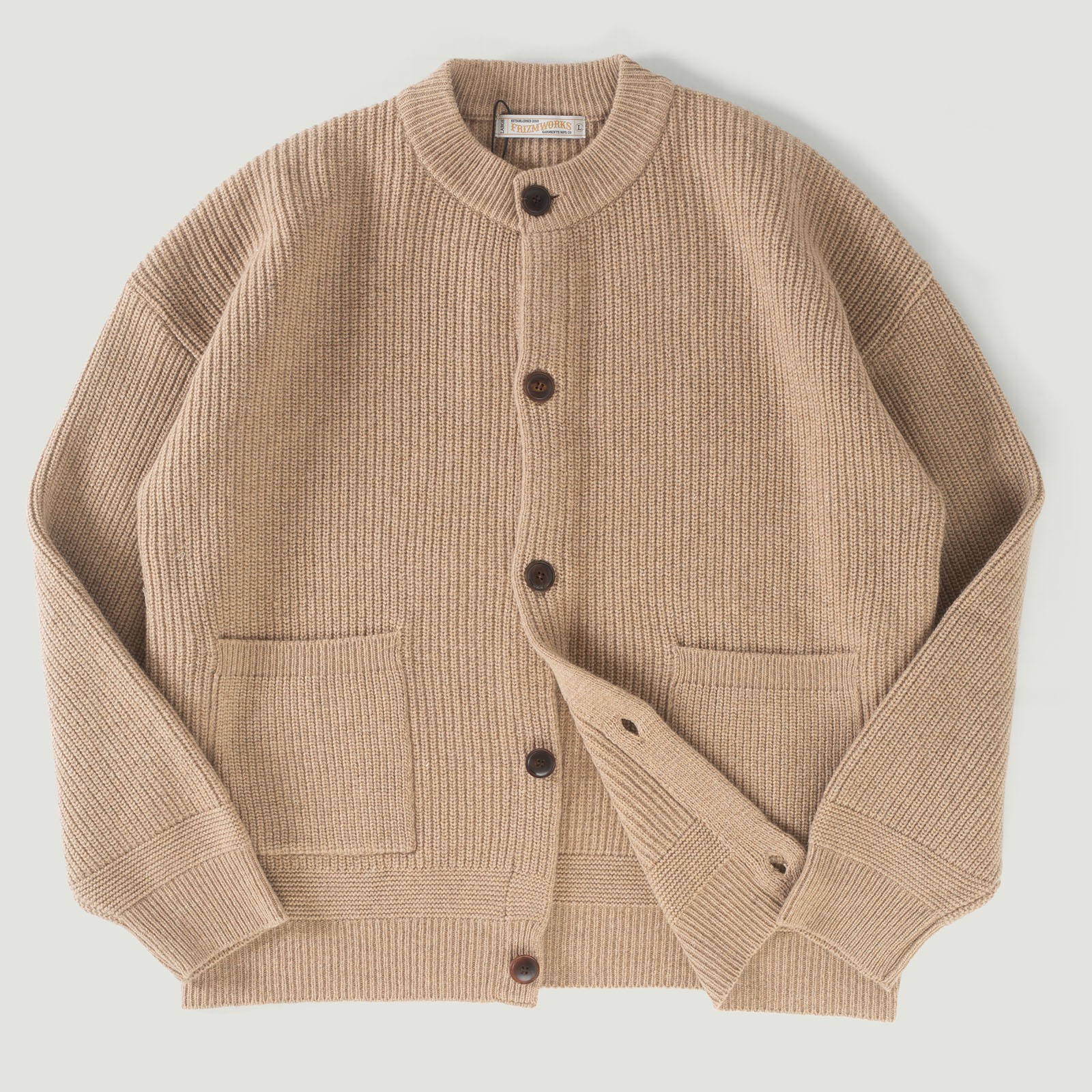 vignette flâneurs FRIZMWORKS  Heavy Wool Round Cardigan Oatmeal front