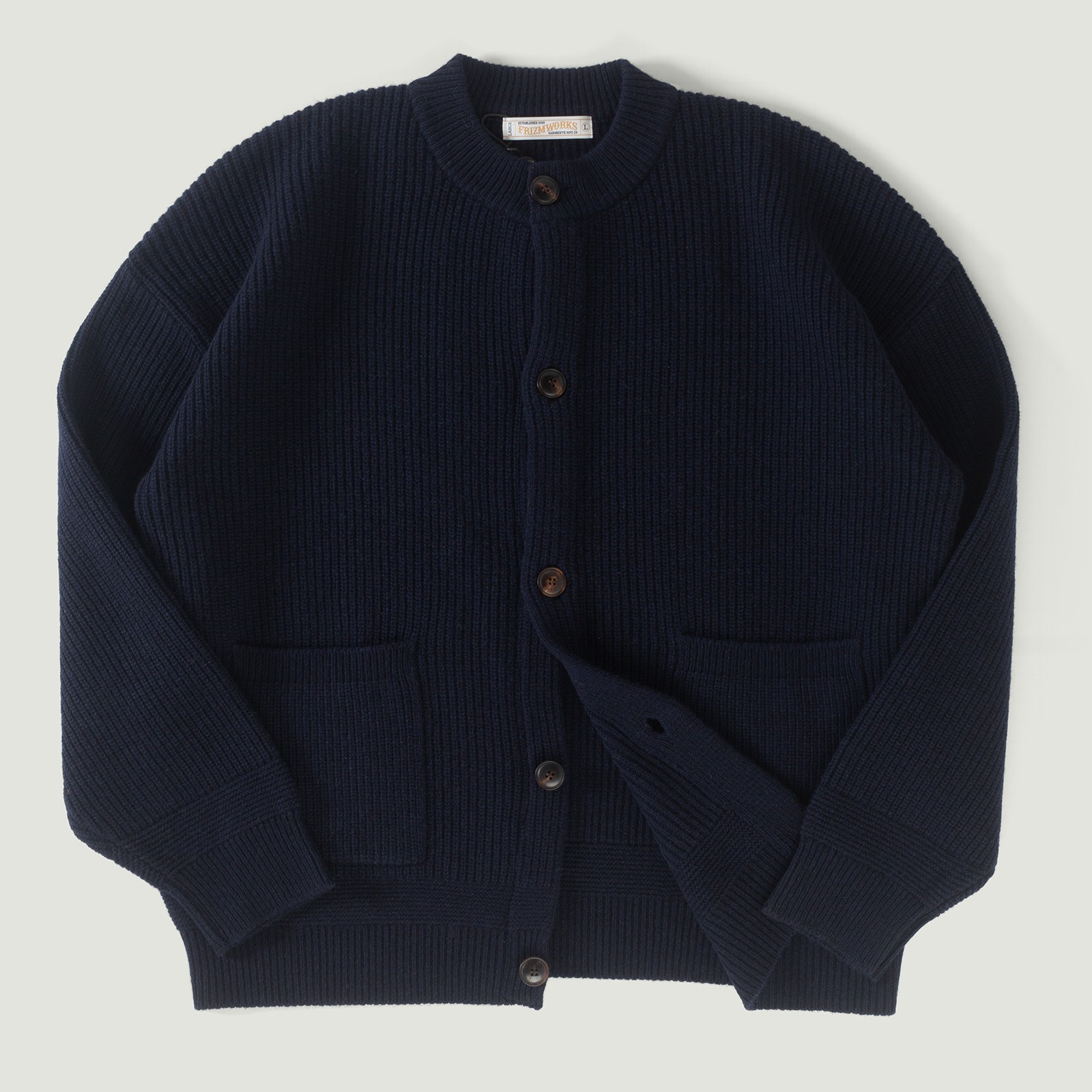 vignette flâneurs FRIZMWORKS  Heavy Wool Round Cardigan Navy
