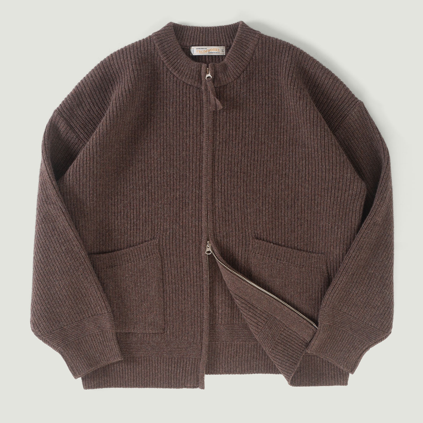 vignette flâneurs pull Frizmworks Wool Deck Zip Up Cardigan Choco Brown