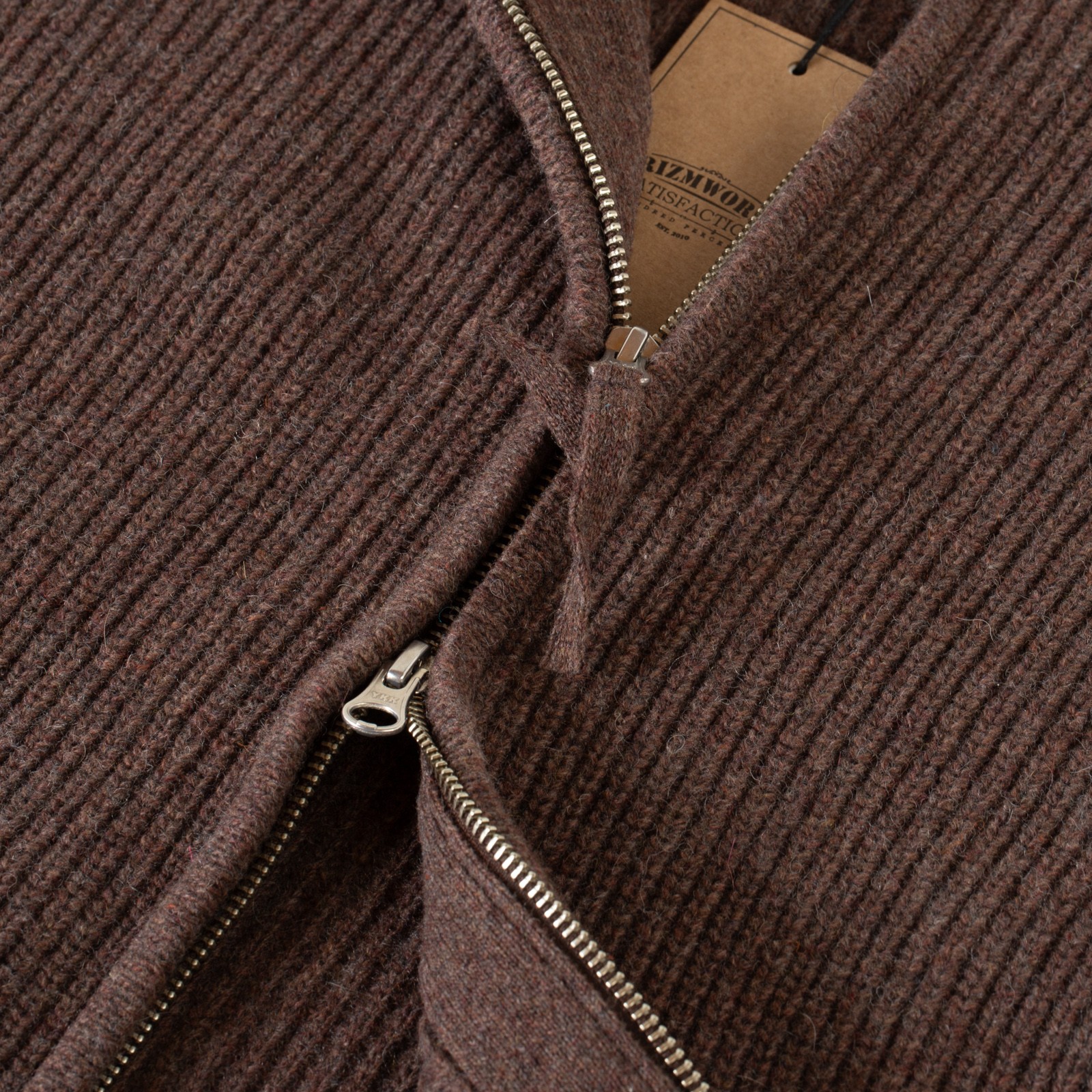 image flâneurs pull Frizmworks Wool Deck Zip Up Cardigan Choco Brown zip