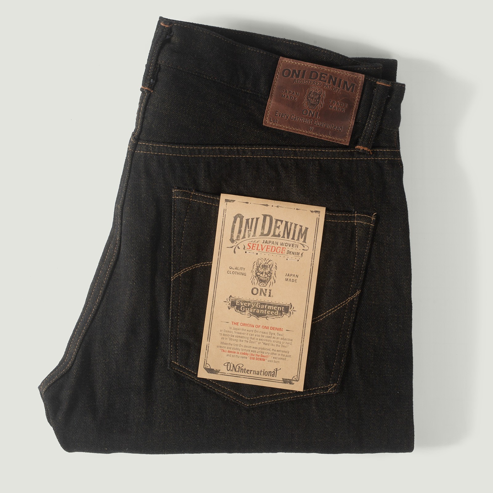 246-BKOL 12.5oz Black X Olive Selvedge Denim Neat Straight