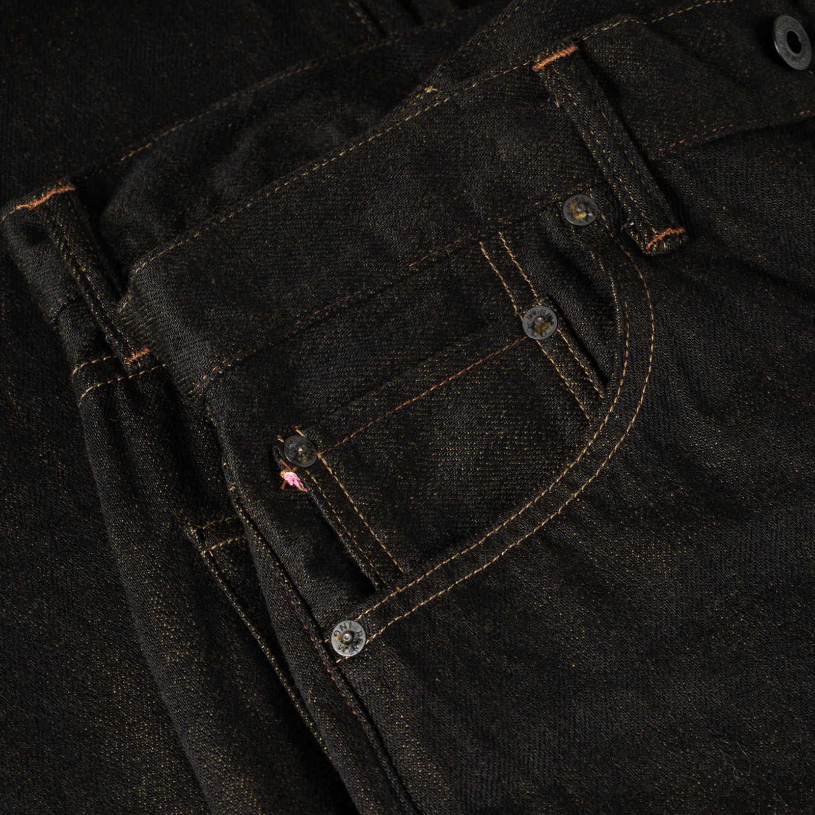 246-BKOL 12.5oz Black X Olive Selvedge Denim Neat Straight
