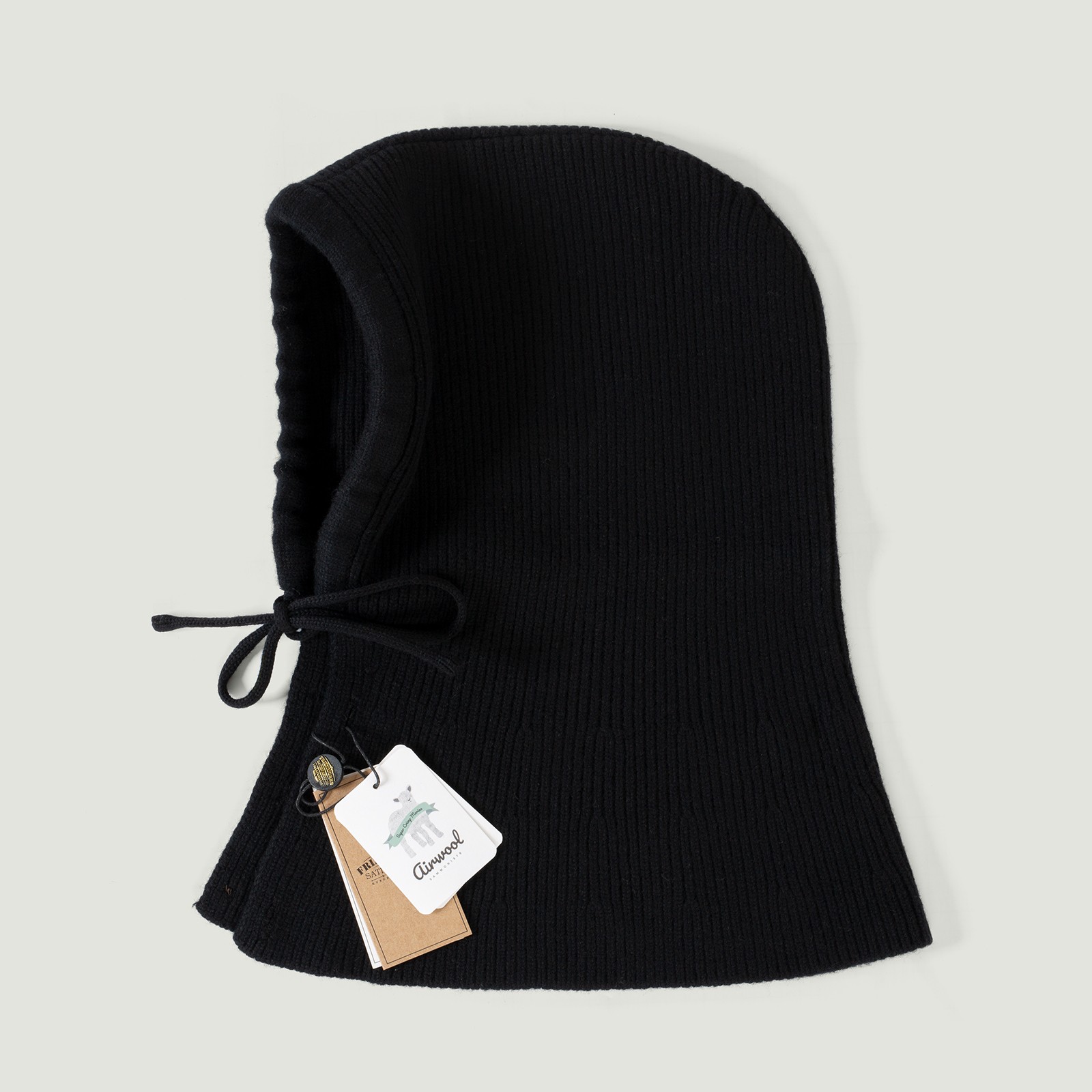 vignette flâneurs FRIZMWORKS  Merino Wool Knit Balaclava Black