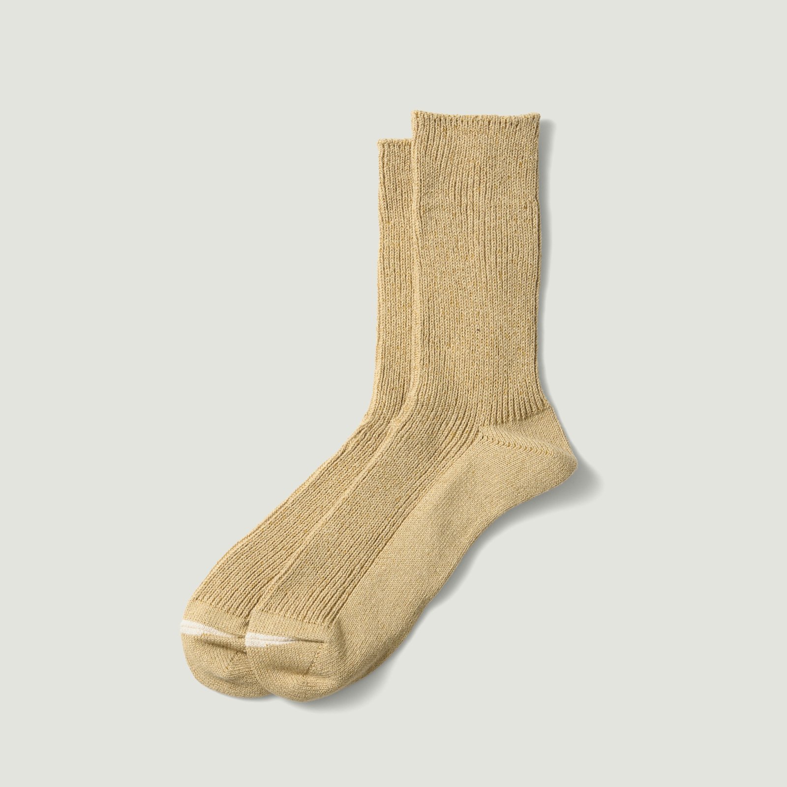 Washi/Recycled Cotton Rib Crew Socks Beige