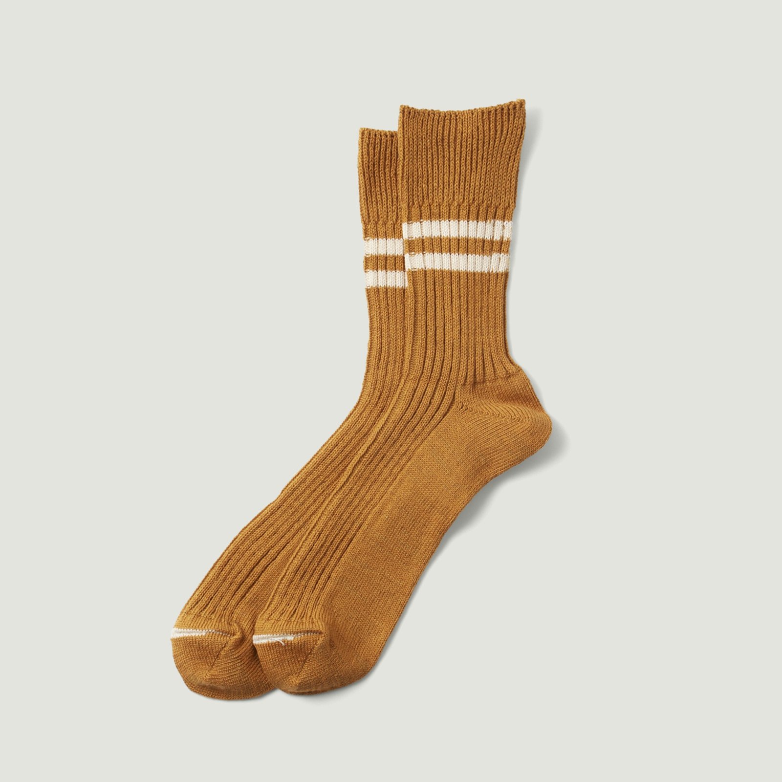 Image-Flâneurs_ROTOTO / Hemp/Organic Cotton Stripe Socks Sunset Gold/White Sand_Vignette